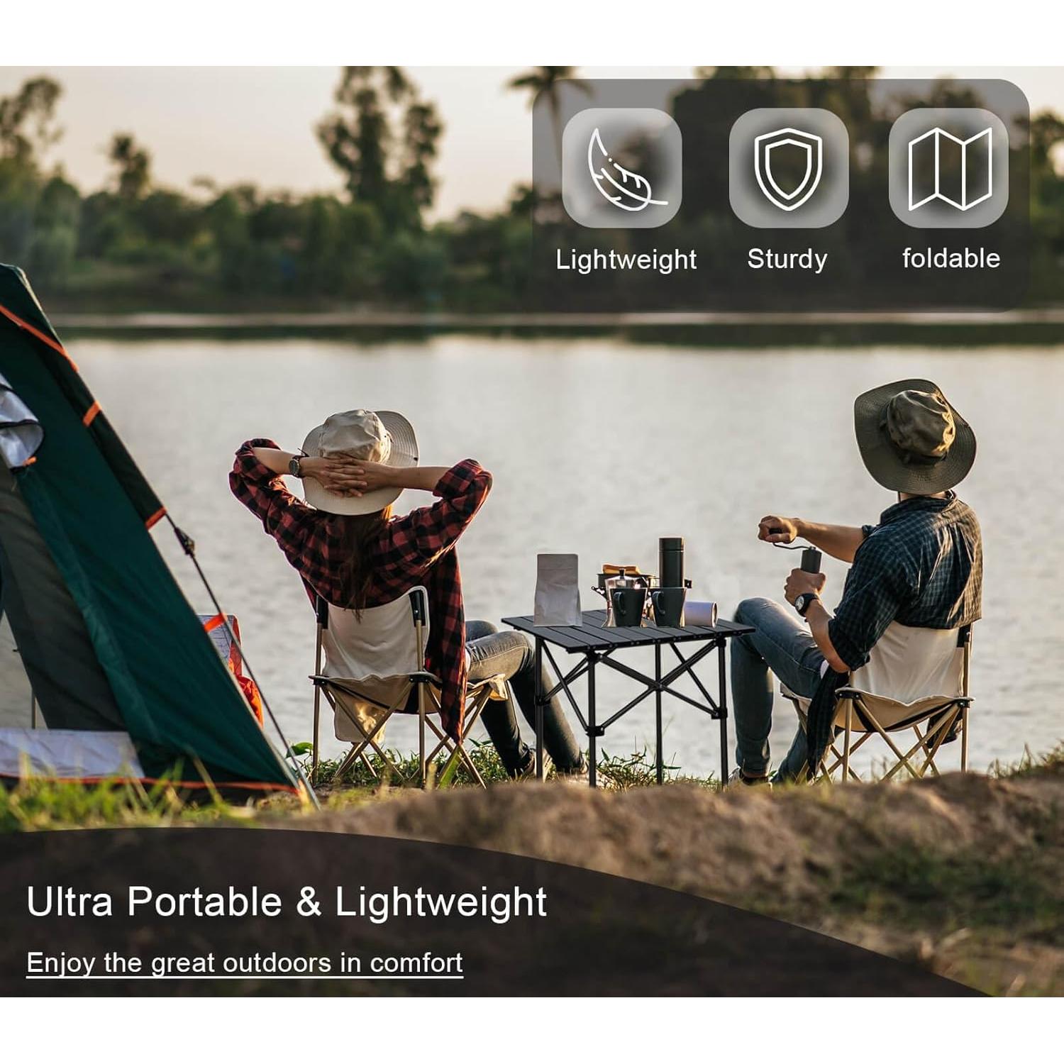 Mesa de Camping Plegable Majchomis 52.8 cm Negra para 4 Personas