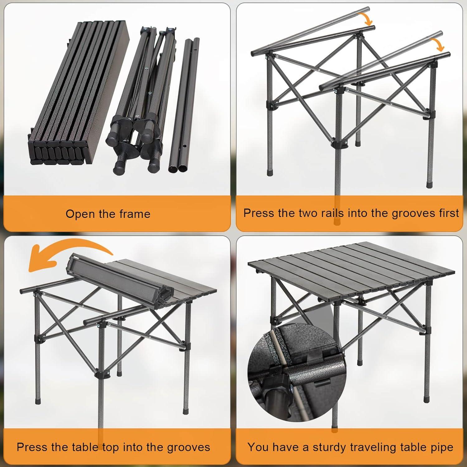 Mesa de Camping Plegable Majchomis 52.8 cm Negra para 4 Personas