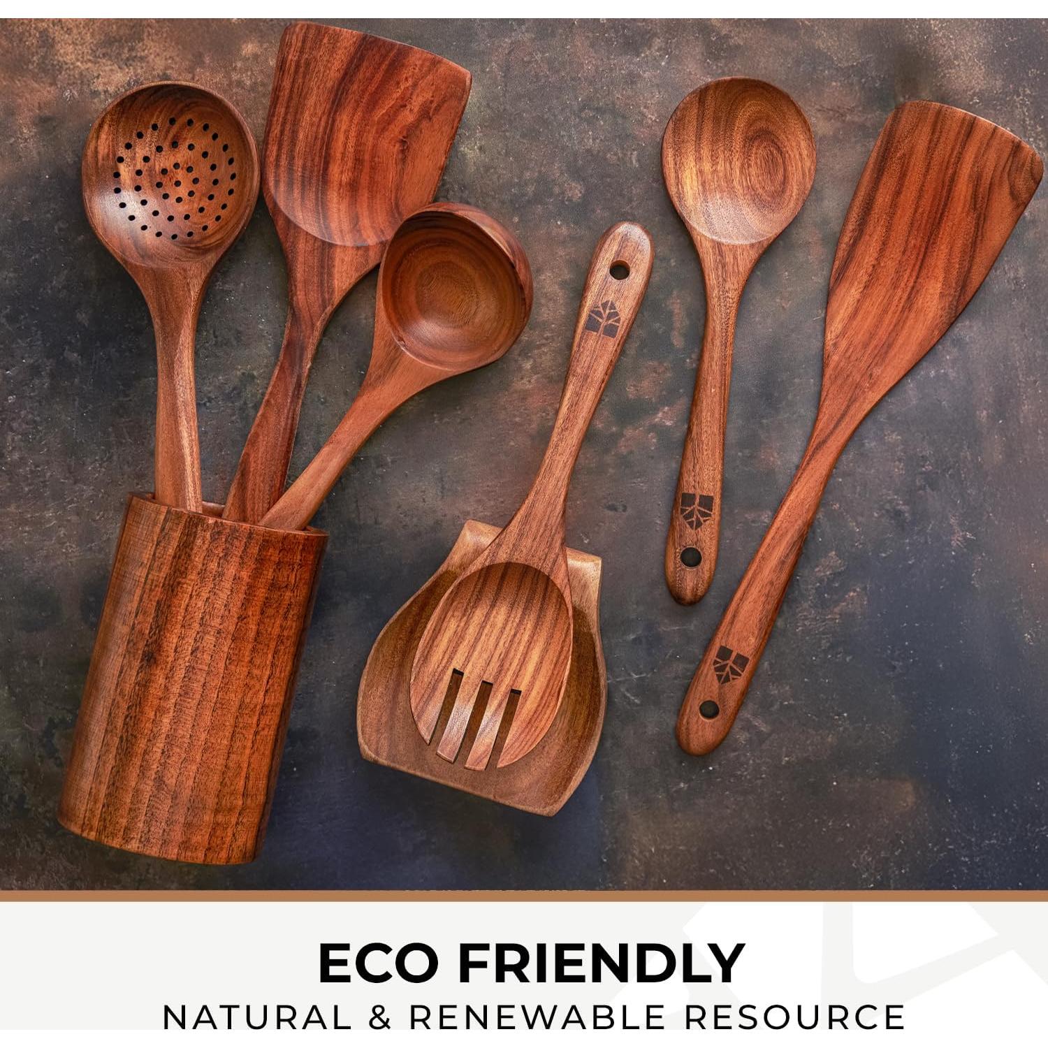 Juego de Utensilios de Cocina de Madera de Teak 8 Piezas Woodenhouse