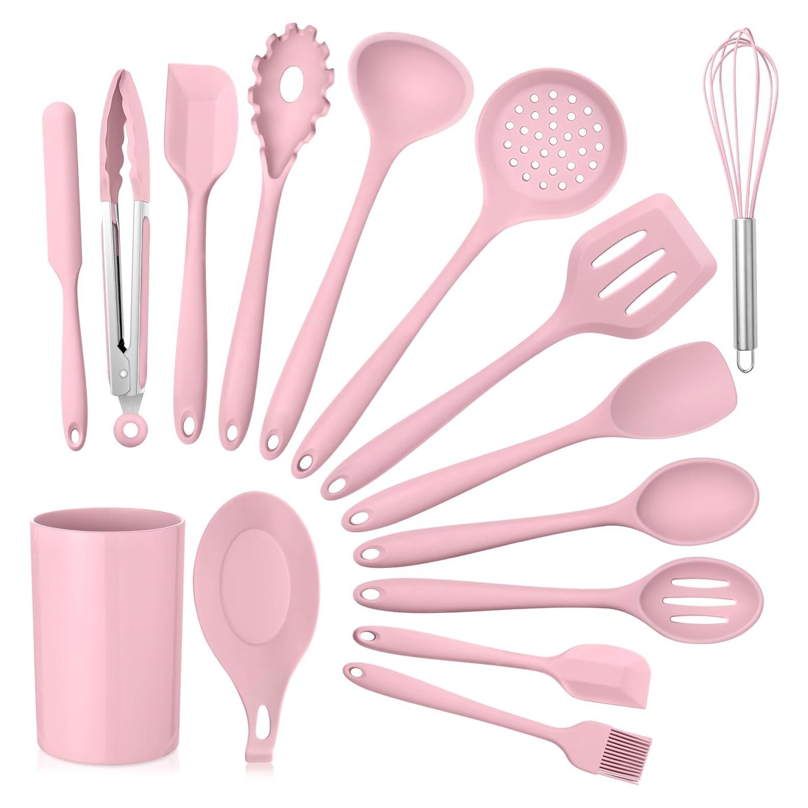 Juego de Utensilios de Cocina E-far 15 Piezas Silicona Rosa