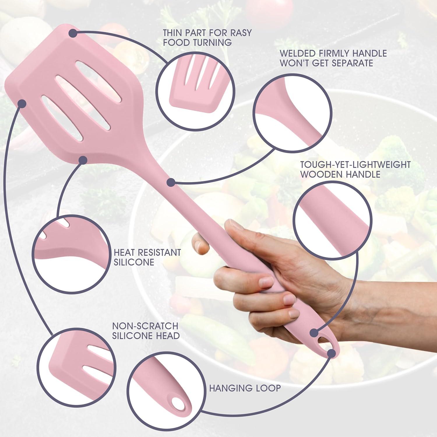 Juego de Utensilios de Cocina E-far 15 Piezas Silicona Rosa