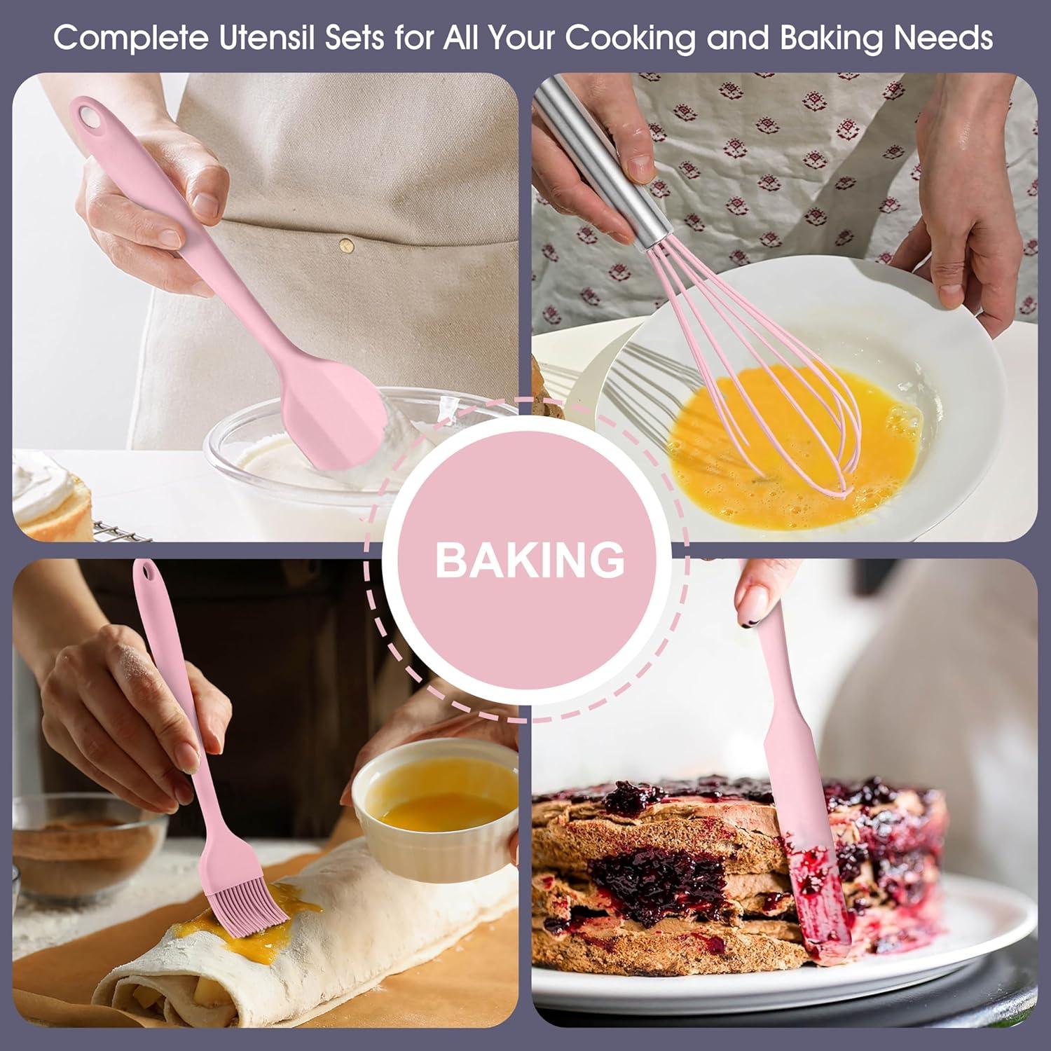 Juego de Utensilios de Cocina E-far 15 Piezas Silicona Rosa