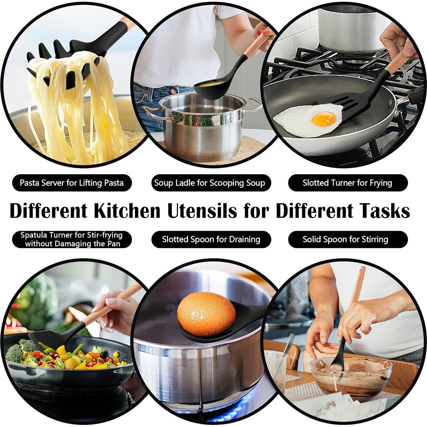 Juego de Utensilios de Cocina HaWare 23 Piezas Silicona y Madera