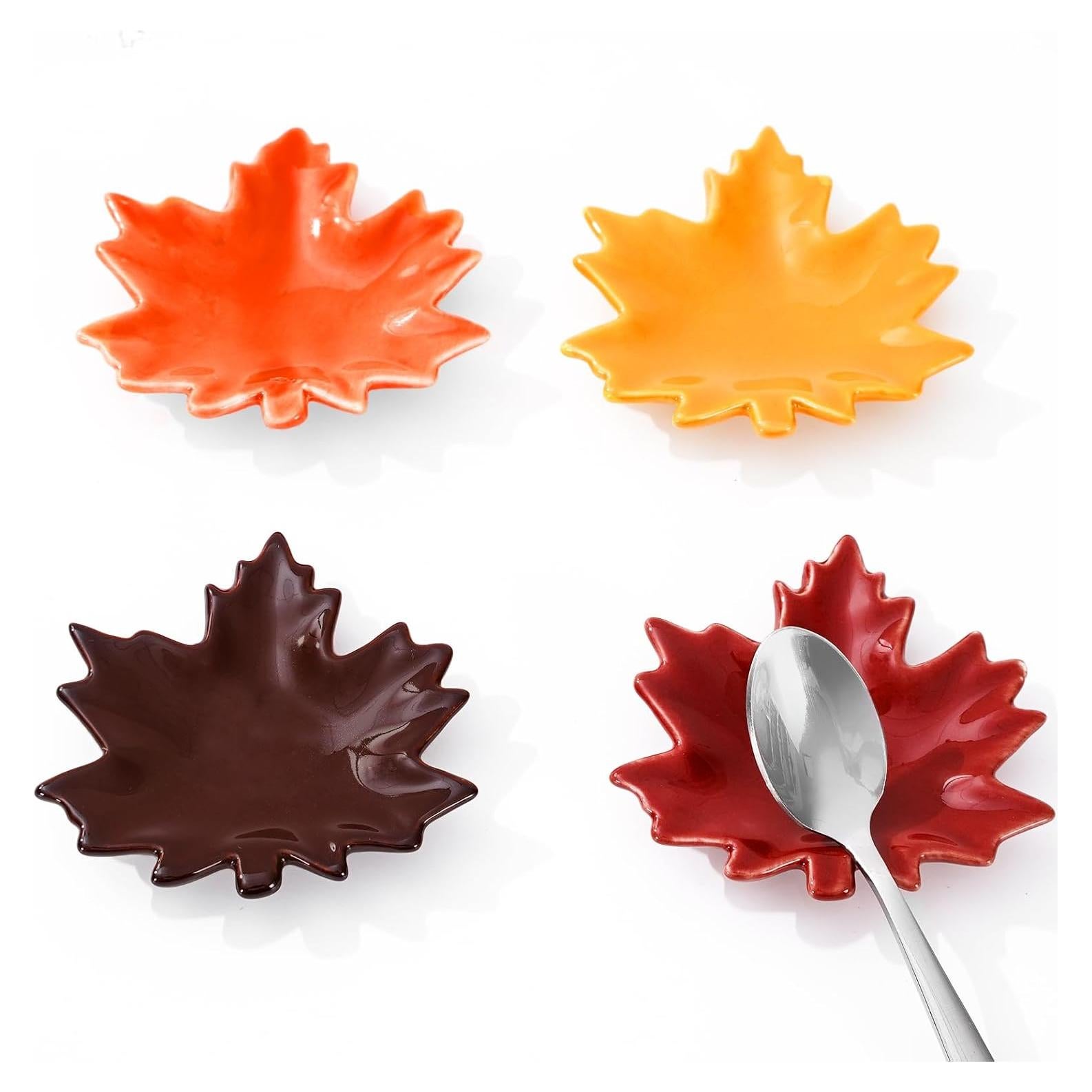 Soporte para Cucharas Cerámica Whaline 4 Piezas Otoño Hoja de Arce