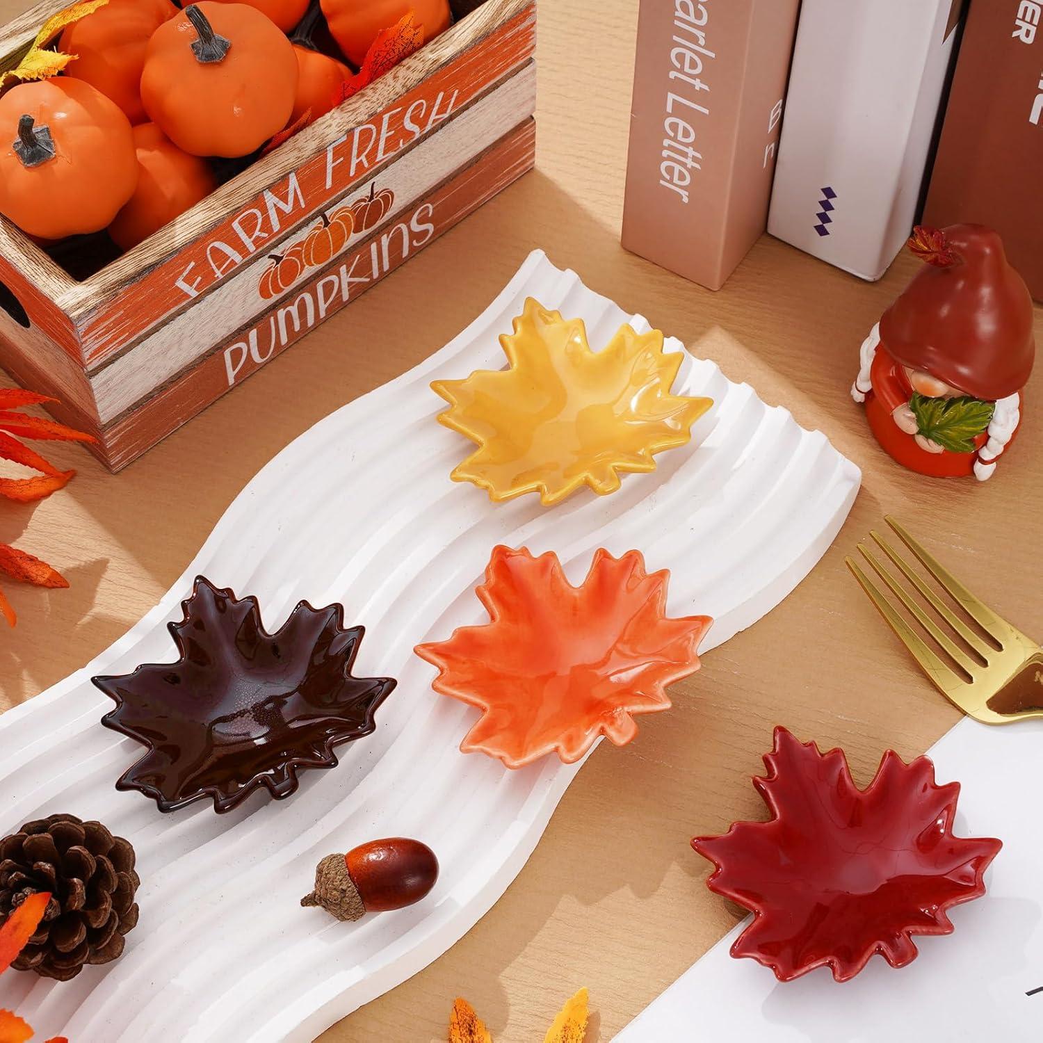 Soporte para Cucharas Cerámica Whaline 4 Piezas Otoño Hoja de Arce
