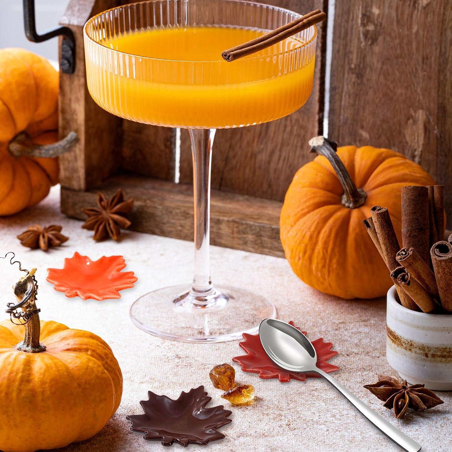 Soporte para Cucharas Cerámica Whaline 4 Piezas Otoño Hoja de Arce