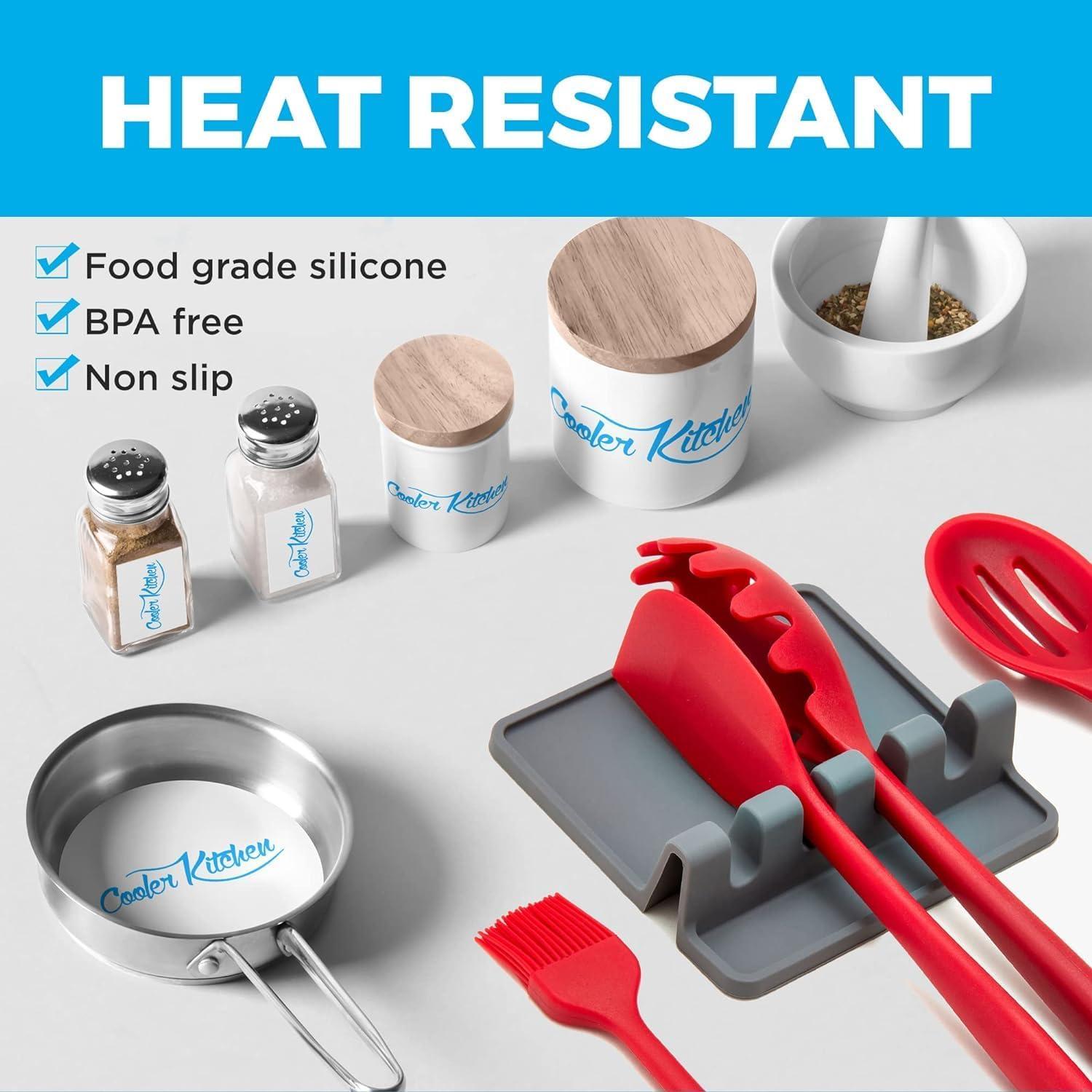 Soporte de Utensilios de Cocina Nice Day Silicona Gris - Resistente al Calor