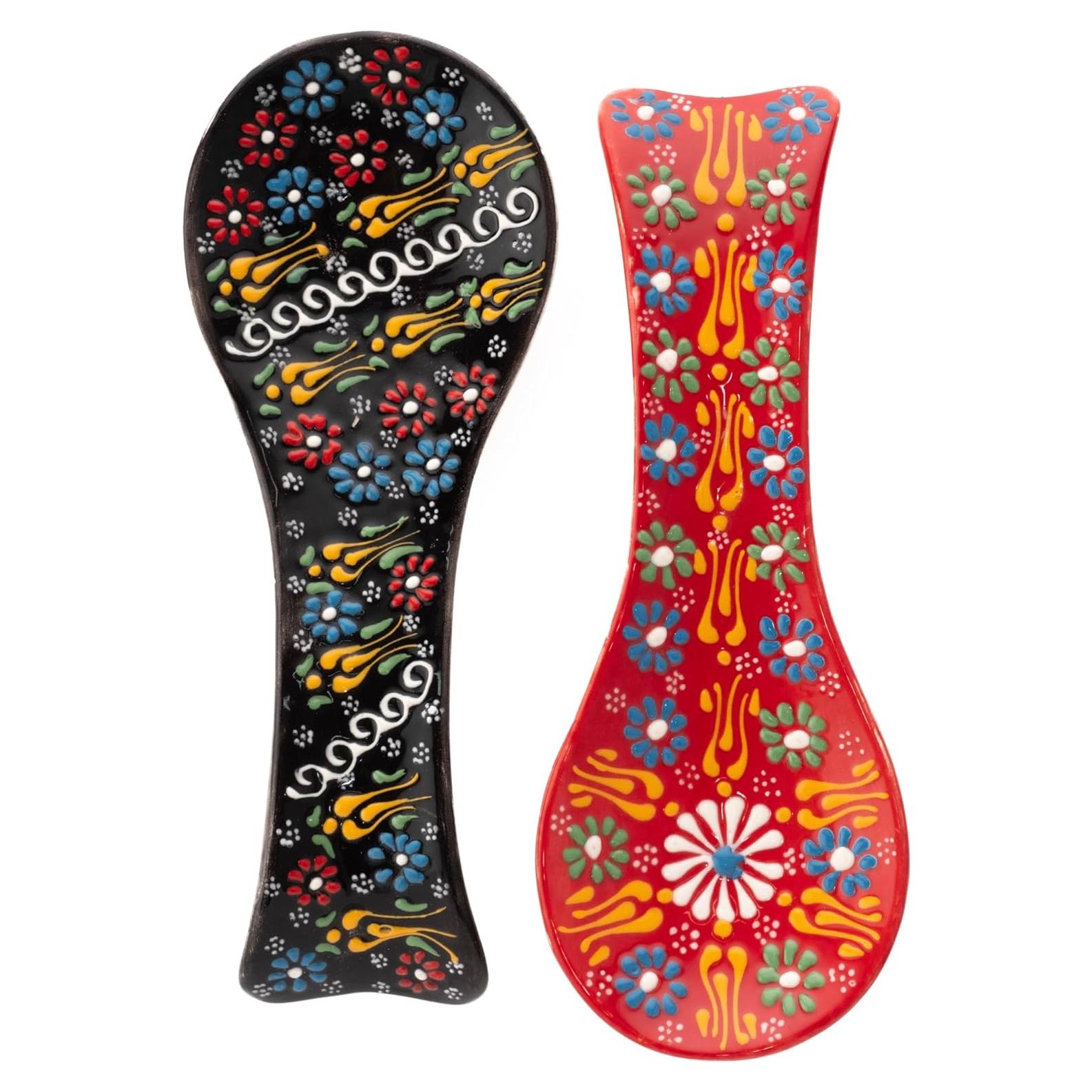 Soporte de Cuchara de Cerámica Ceramicci 12.7 cm Negro-Rojo