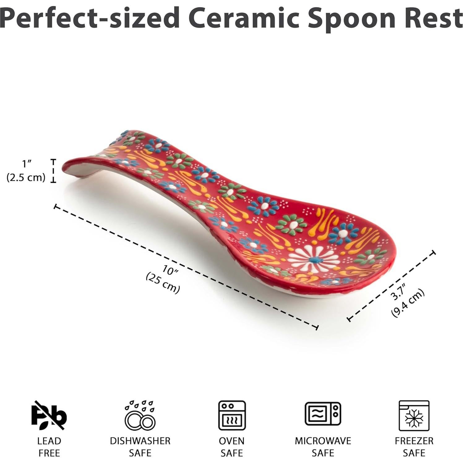 Soporte de Cuchara de Cerámica Ceramicci 12.7 cm Negro-Rojo