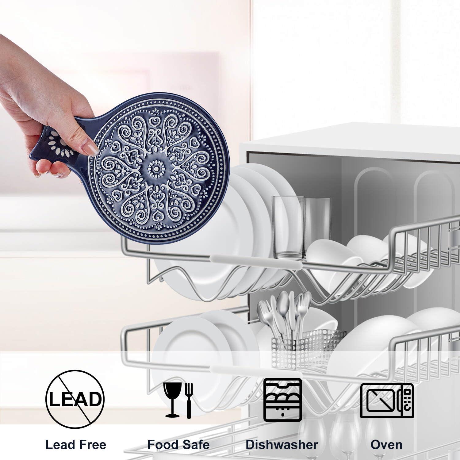 Soporte de Cuchara de Cerámica Azul Delpnana 14.5 cm Decorativo