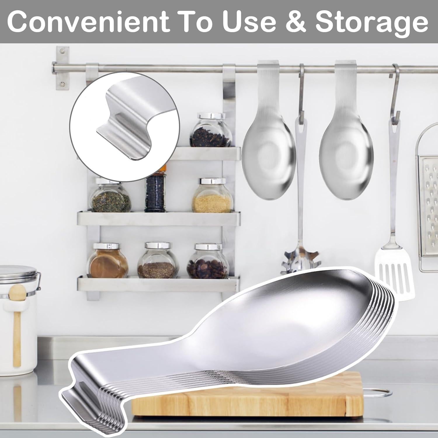 Soporte para Cucharas de Acero Inoxidable GIWOSK - 8 Piezas