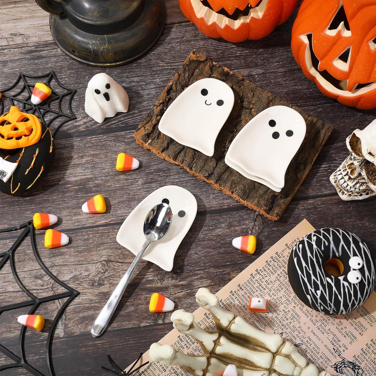 Reposapantallas de Cerámica Fantasma Whaline - 4 Piezas Halloween