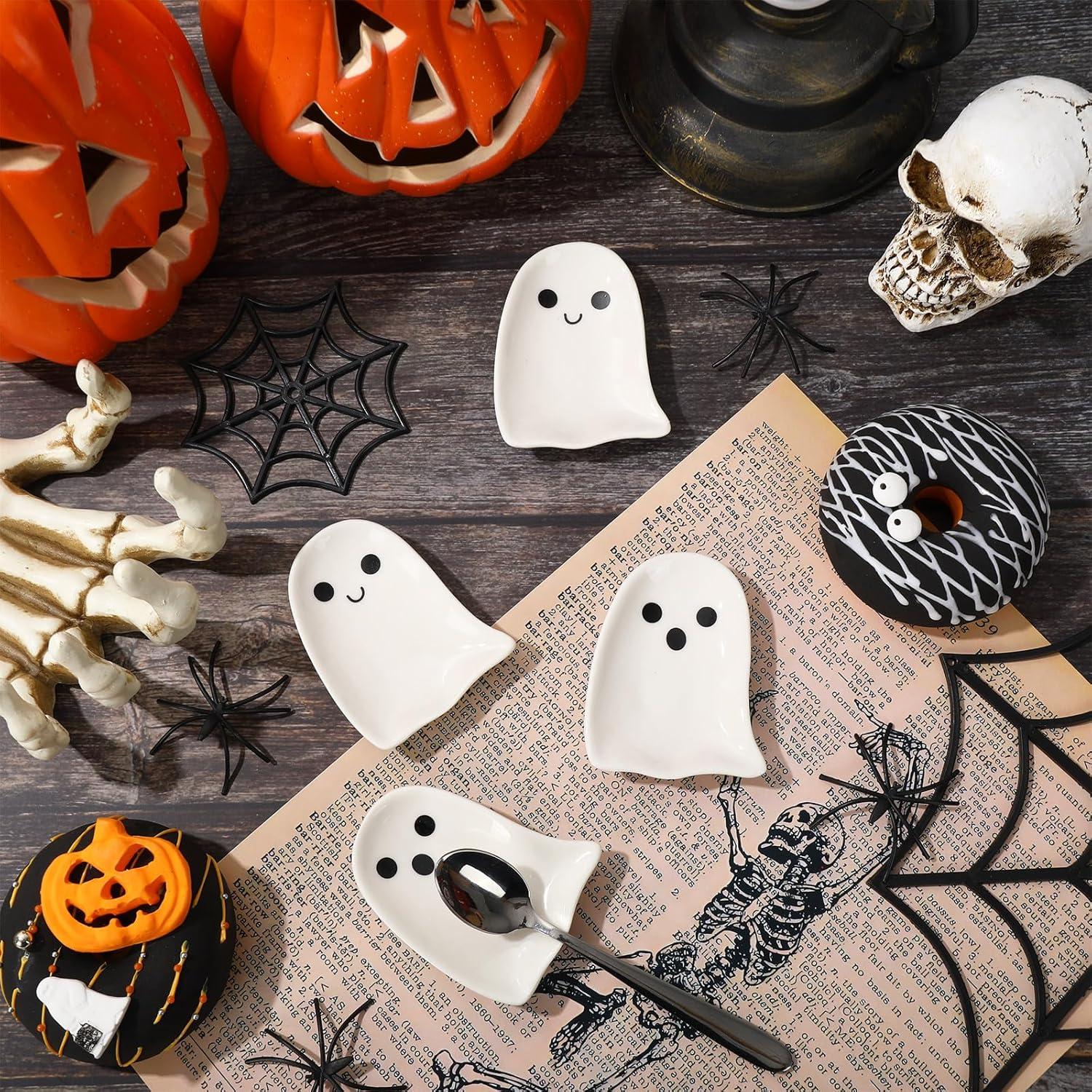 Reposapantallas de Cerámica Fantasma Whaline - 4 Piezas Halloween