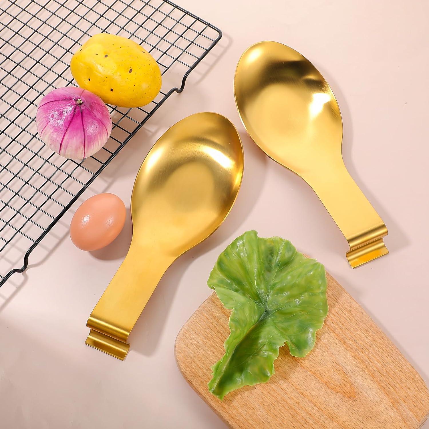 Soporte de Cuchara de Acero Inoxidable Wutfuooo - 6 Piezas Oro