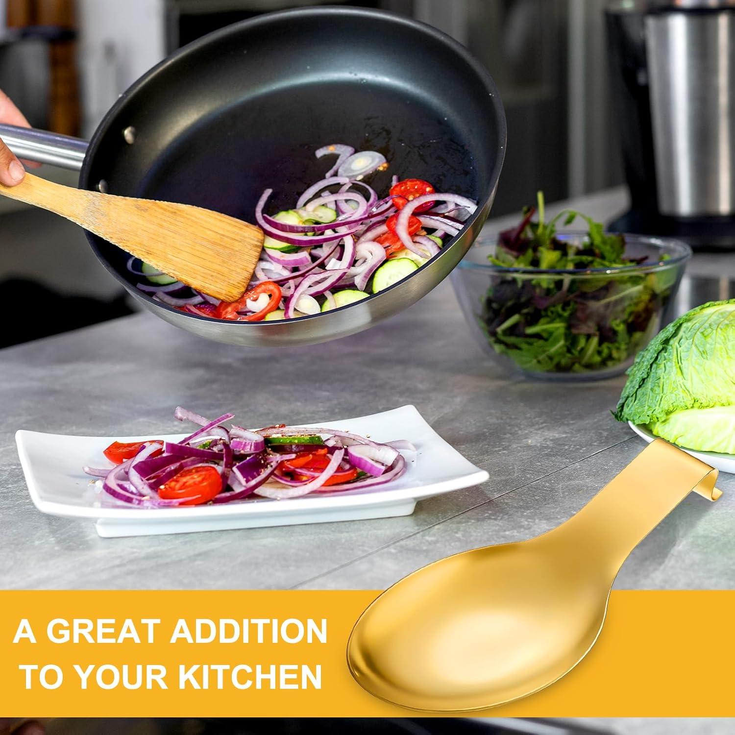 Soporte de Cuchara de Acero Inoxidable Wutfuooo - 6 Piezas Oro