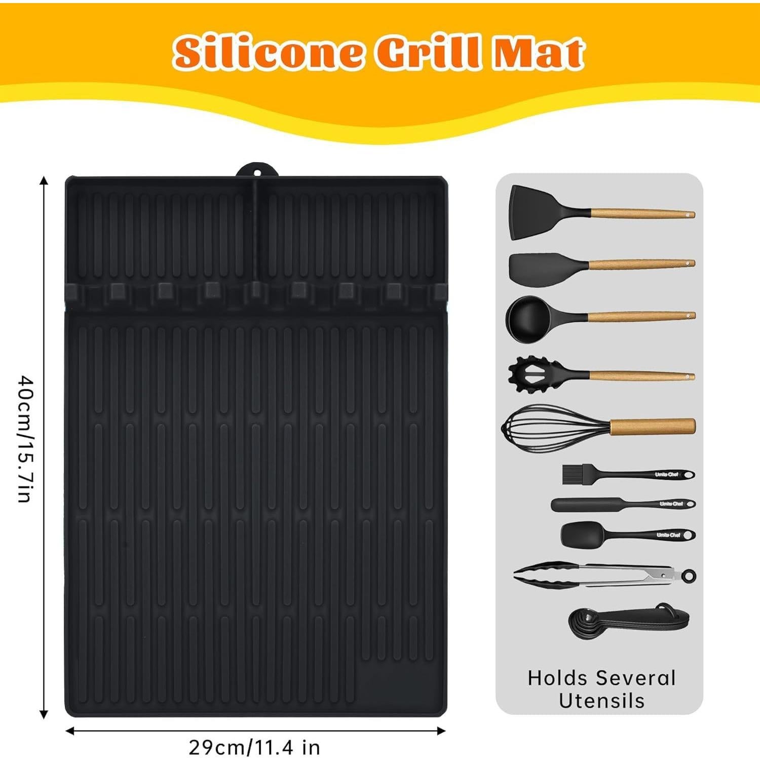 Mat de Silicona Antallcky 3 en 1 Grande 40.6x29.2cm Negro