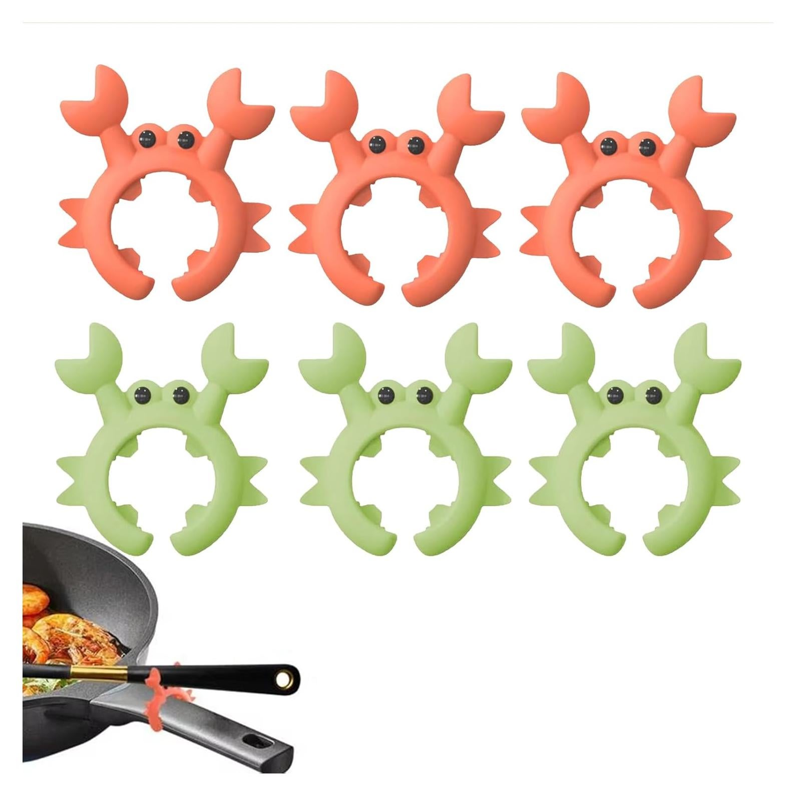 Soporte de Cuchara de Silicona HeartYue en Forma de Cangrejo - 6 Piezas