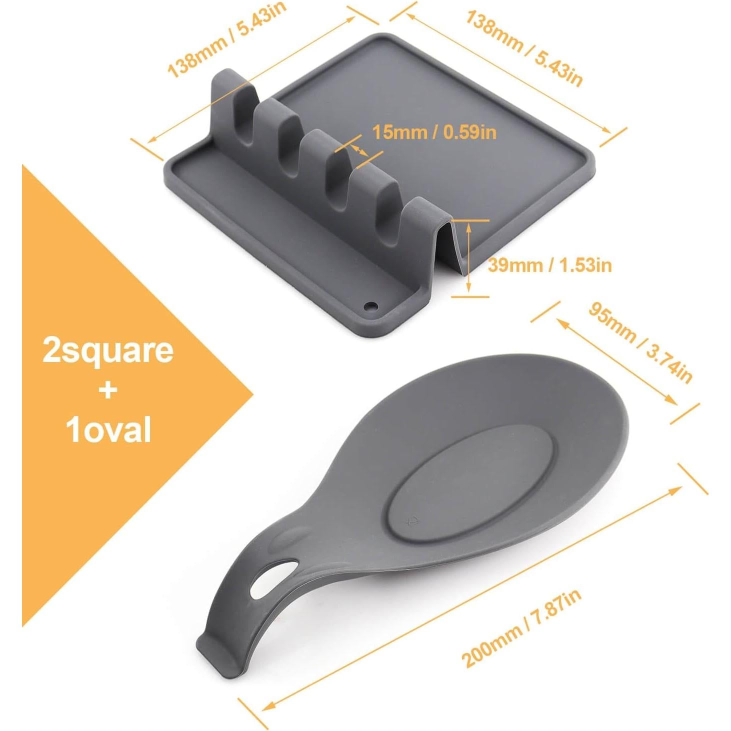 Soporte de Cuchara de Silicona RUIQINQI Gris Antideslizante