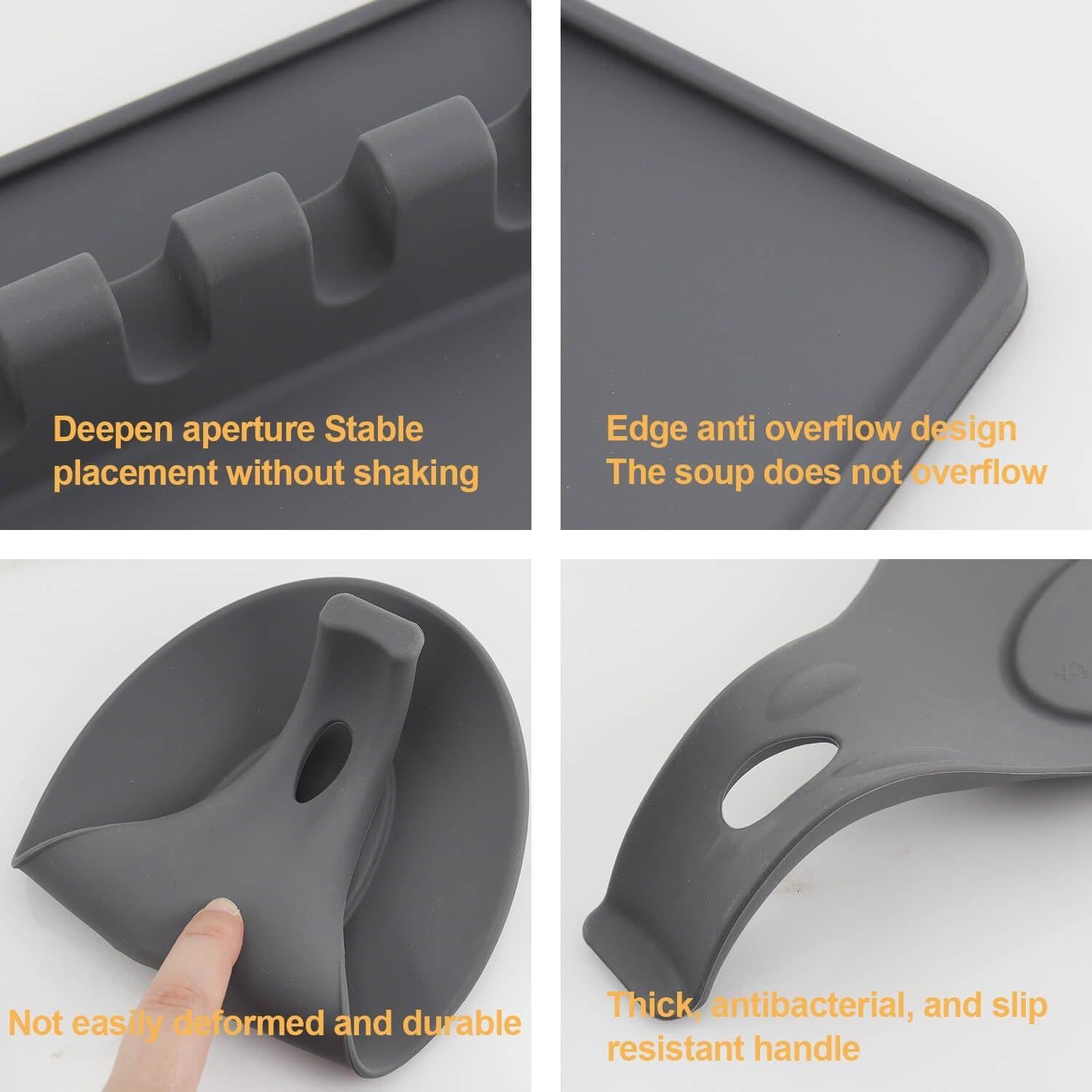 Soporte de Cuchara de Silicona RUIQINQI Gris Antideslizante