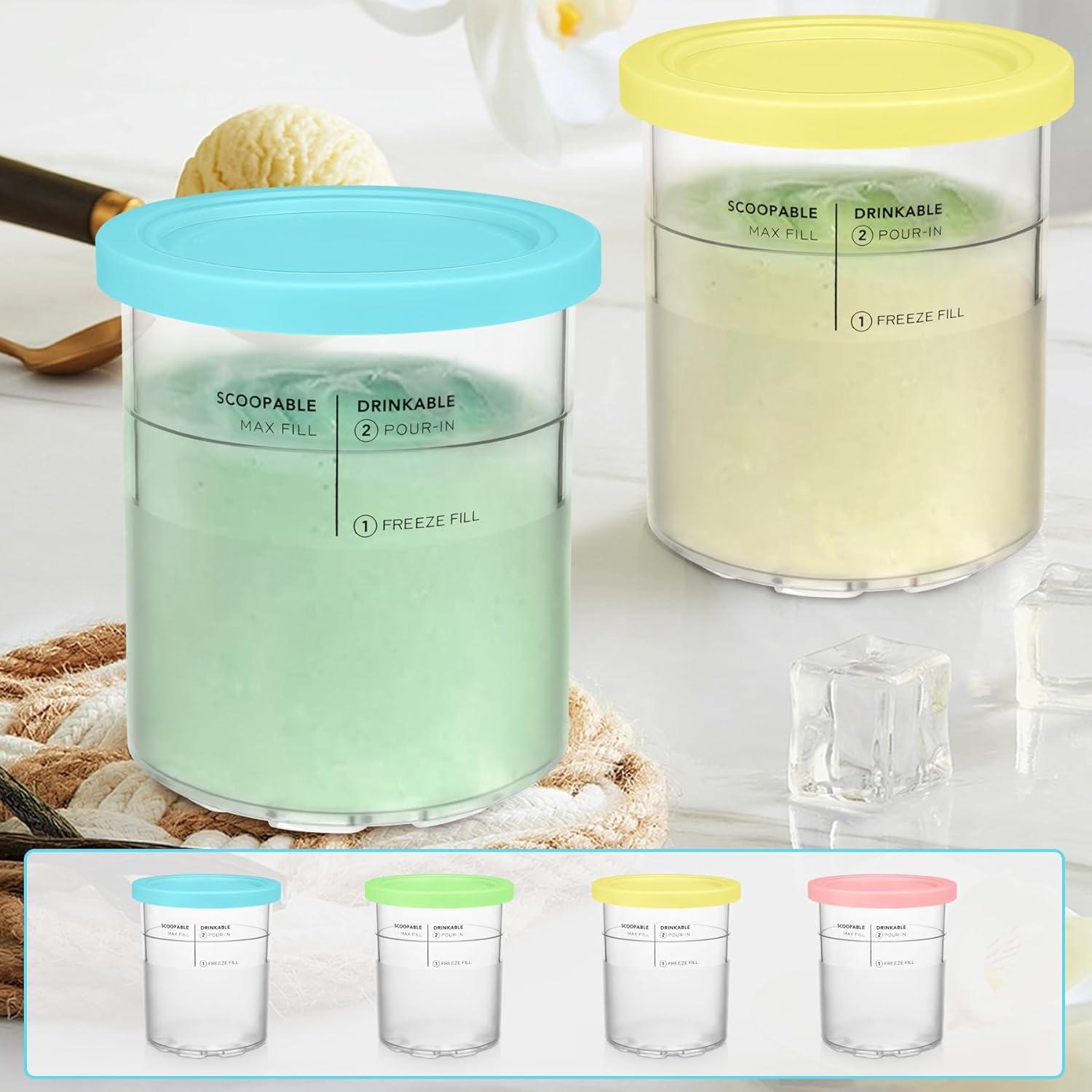 Recipientes y Tapas FIRJOY para Ninja Creami Deluxe - 4 Pzas 0.71L