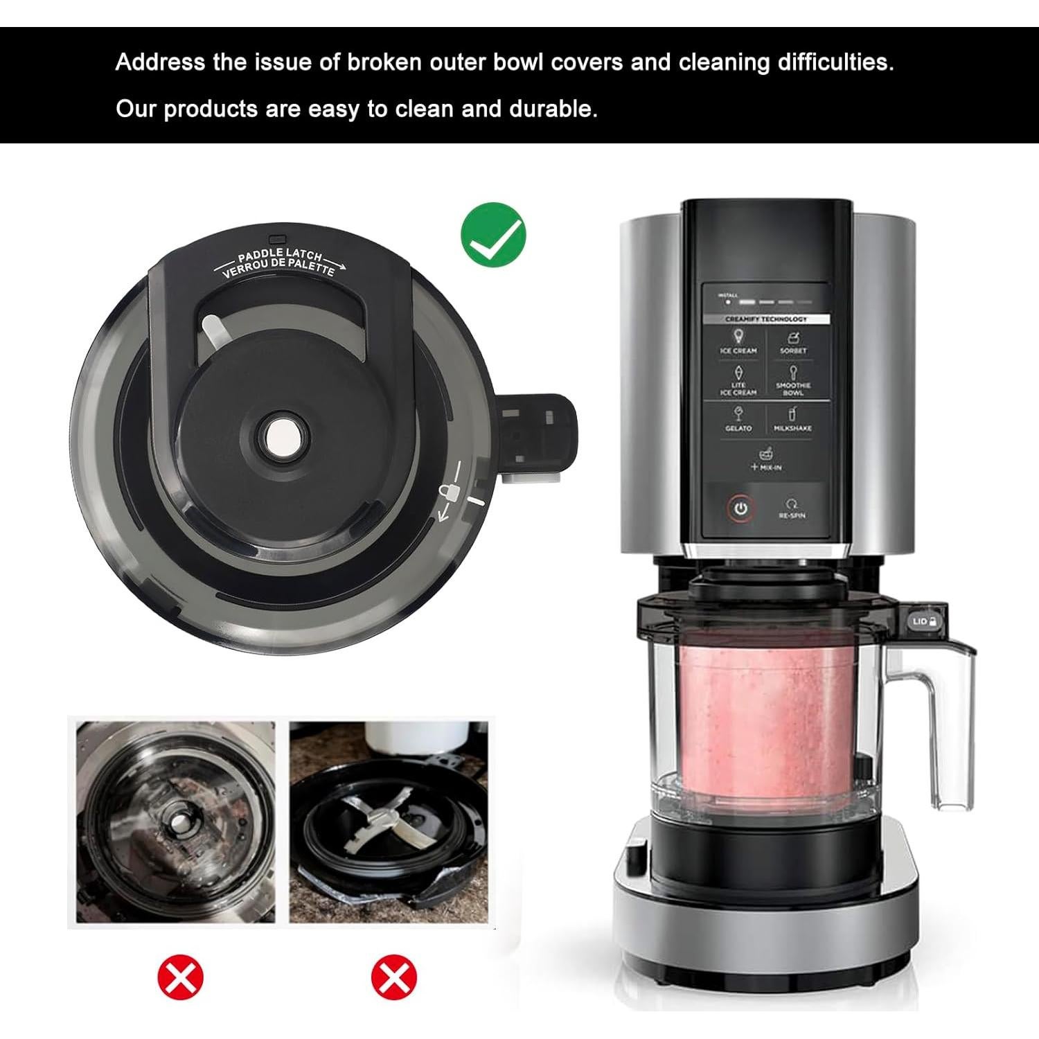 Tapa de tazón exterior Ninja Creami NC299AMZ/NC300/NC301 - Repuesto