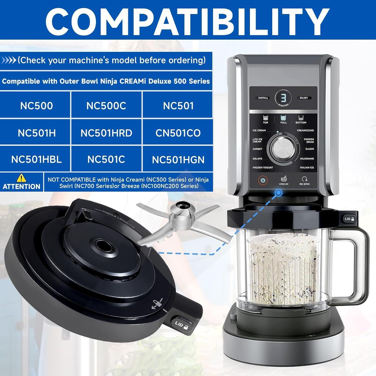 Tapa y Paleta de Tazón Exterior Psasrm para Ninja CREAMi Deluxe