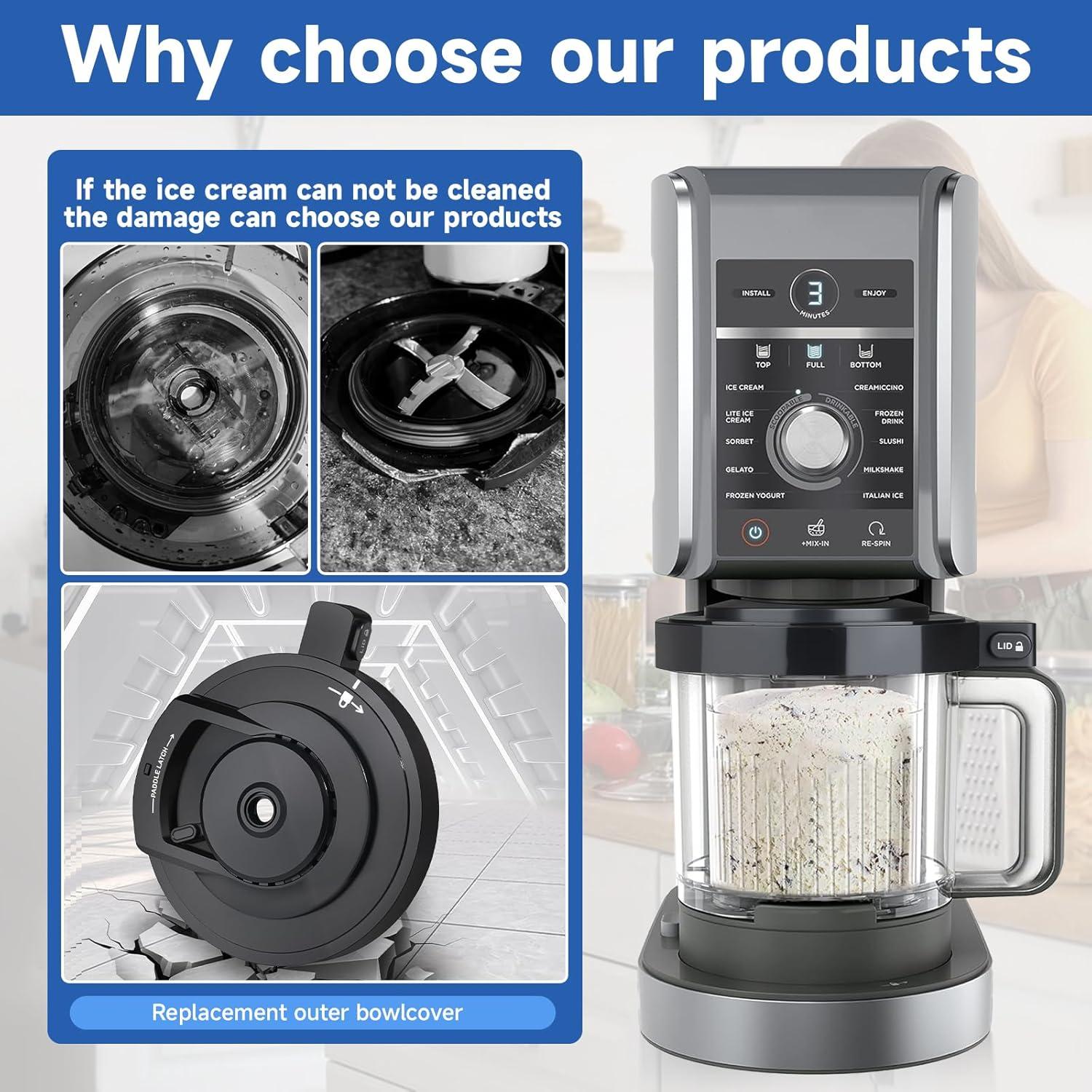 Tapa y Paleta de Tazón Exterior Psasrm para Ninja CREAMi Deluxe