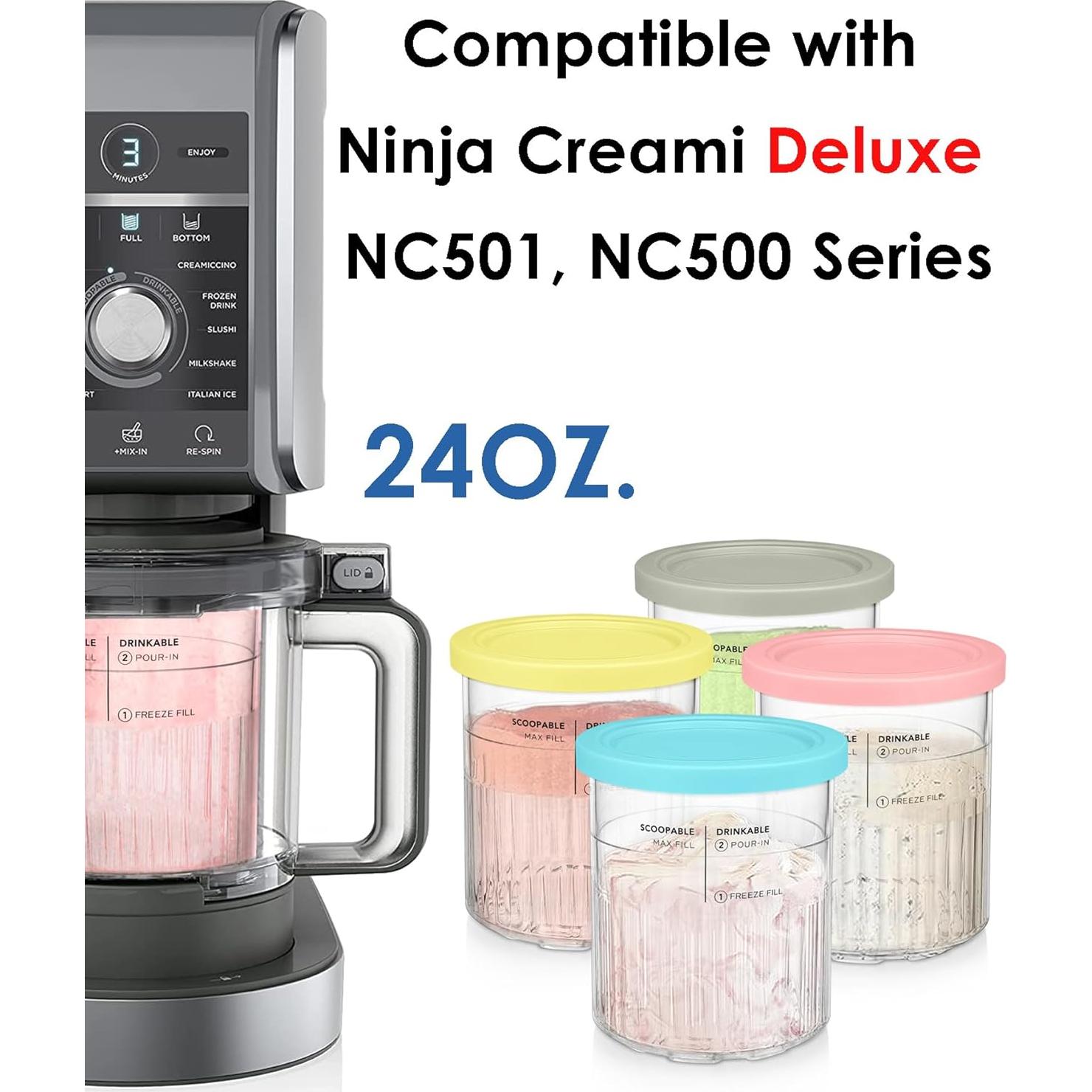 Recipientes y Tapas FIRJOY 710 ml para Ninja Creami Deluxe - Paquete de 4