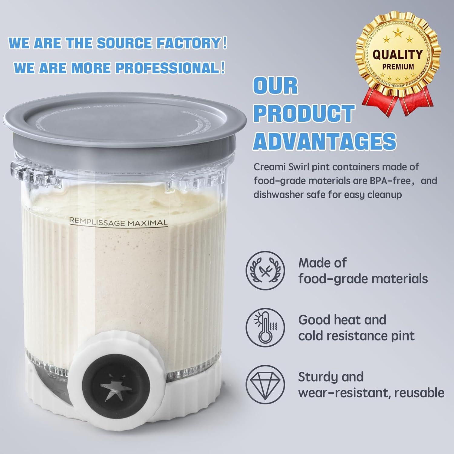 Paquete de 2 Pints Ninja Creami Swirl 16 oz con Tapas Grises