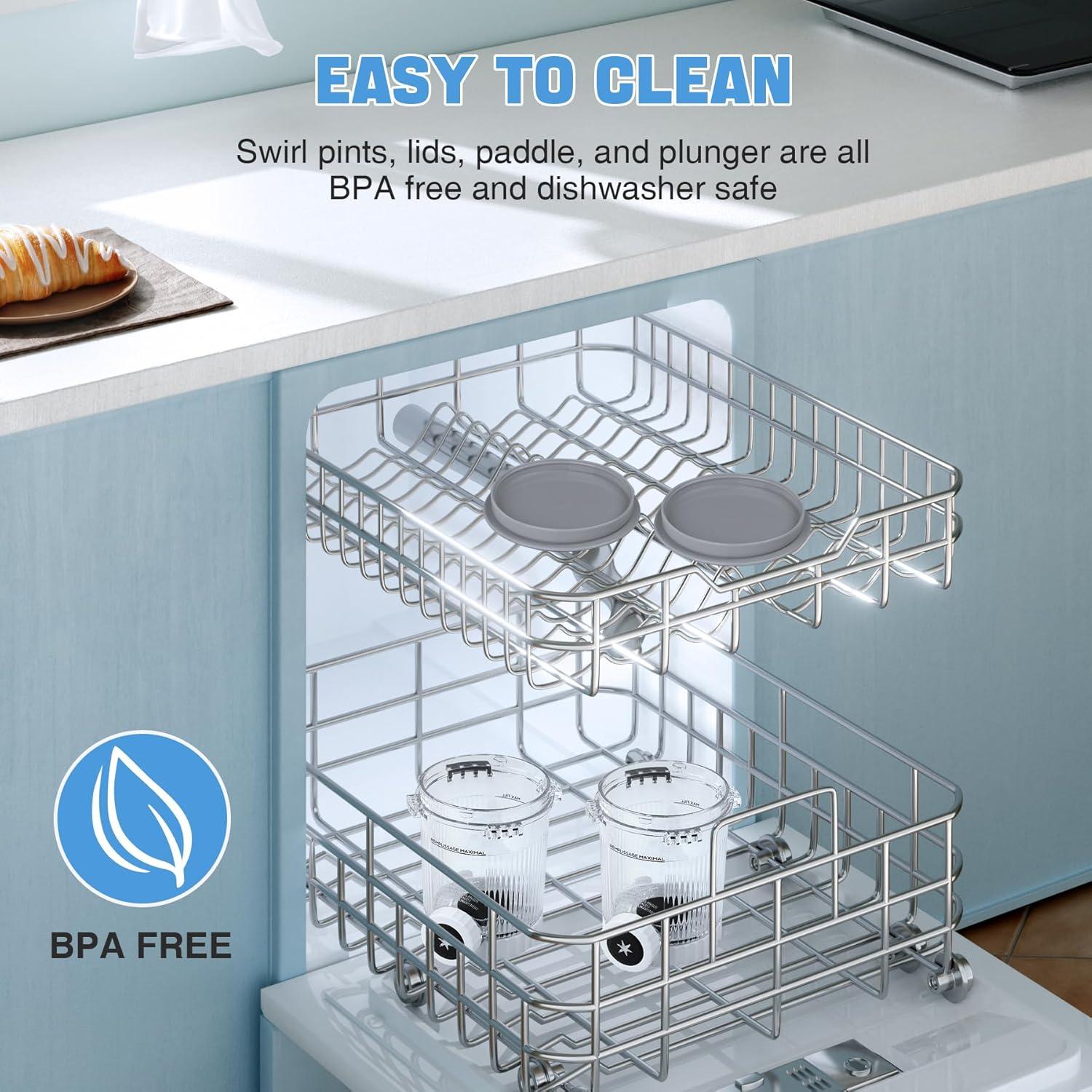 Paquete de 2 Pints Ninja Creami Swirl 16 oz con Tapas Grises