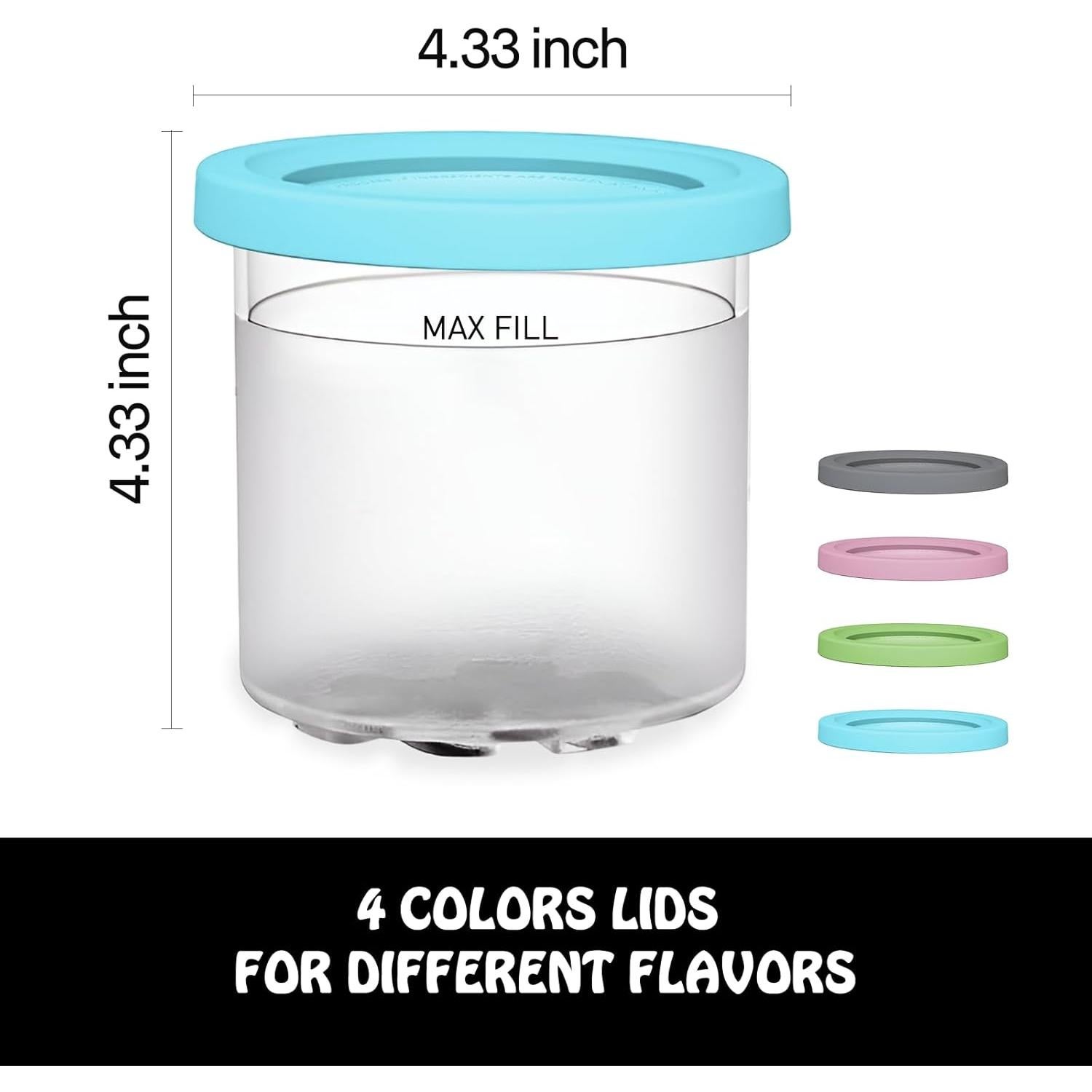 Pintas y tapas Ninja Creami SVNOOC 16 oz, 4 colores, BPA free