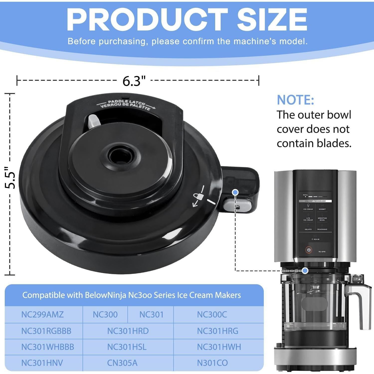 Tapa de Tazón Exterior WUPIOS para Ninja Creami NC301