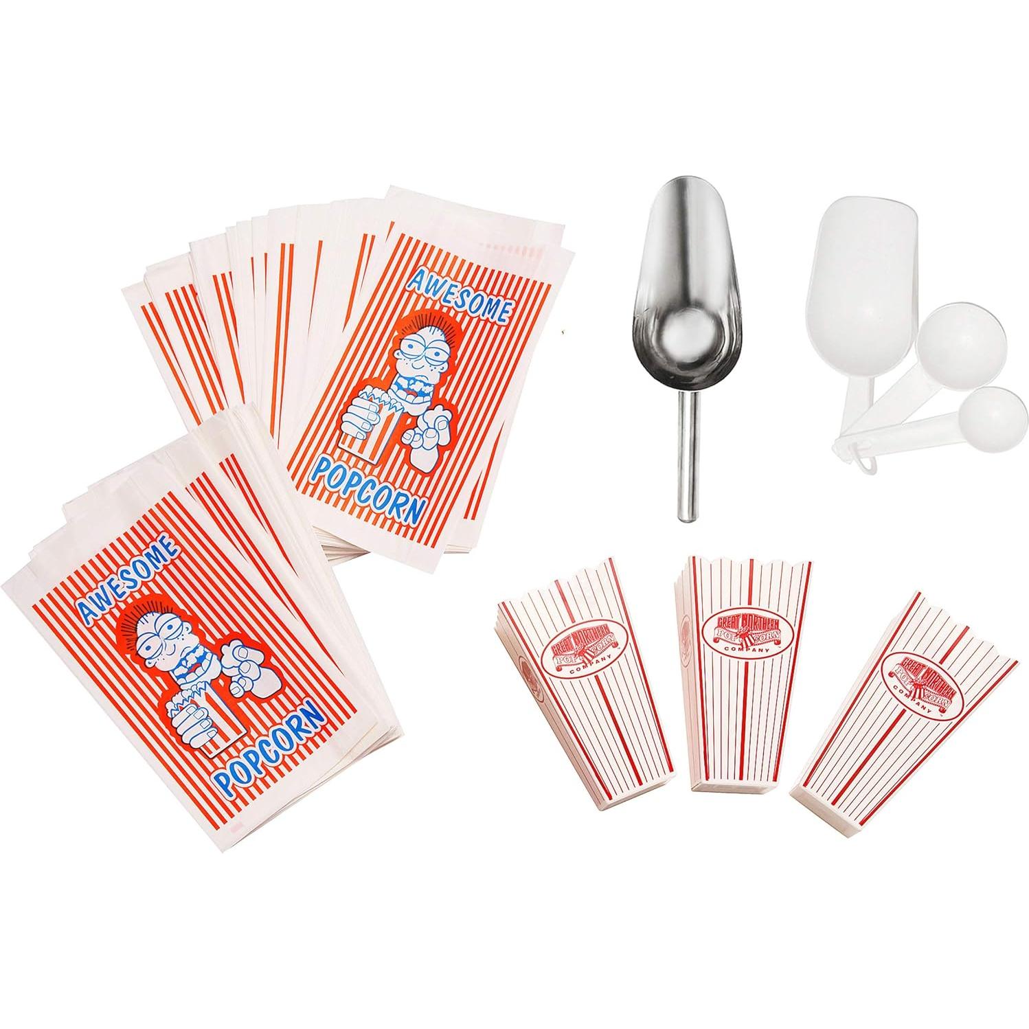 Pasadena Popcorn Machine with Cart- Popper Makes 3 Gallons- 8-Ounce Kettle, Old Maids Drawer, Warming Tray & Scoop by Great Northern Popcorn (Red)