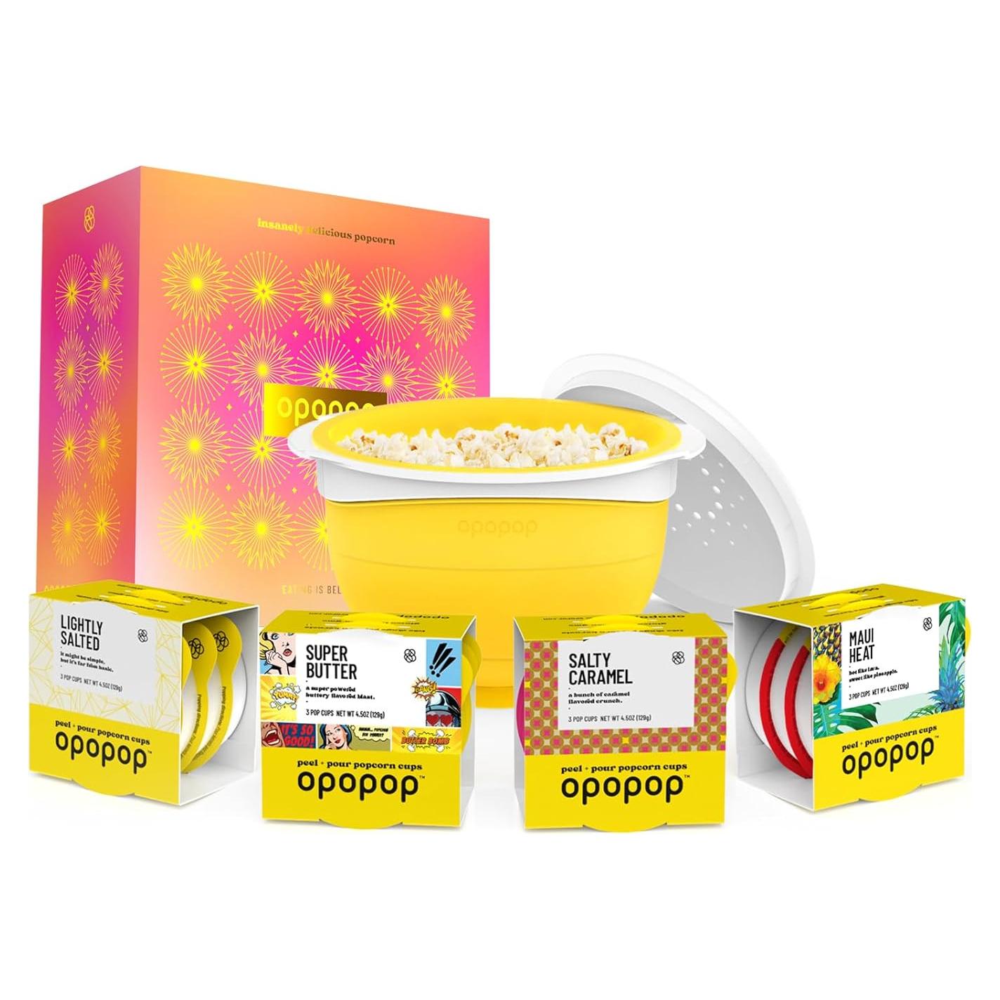 Conjunto de Palomitas Gourmet Opopop - 12 Paquetes + Palomitero