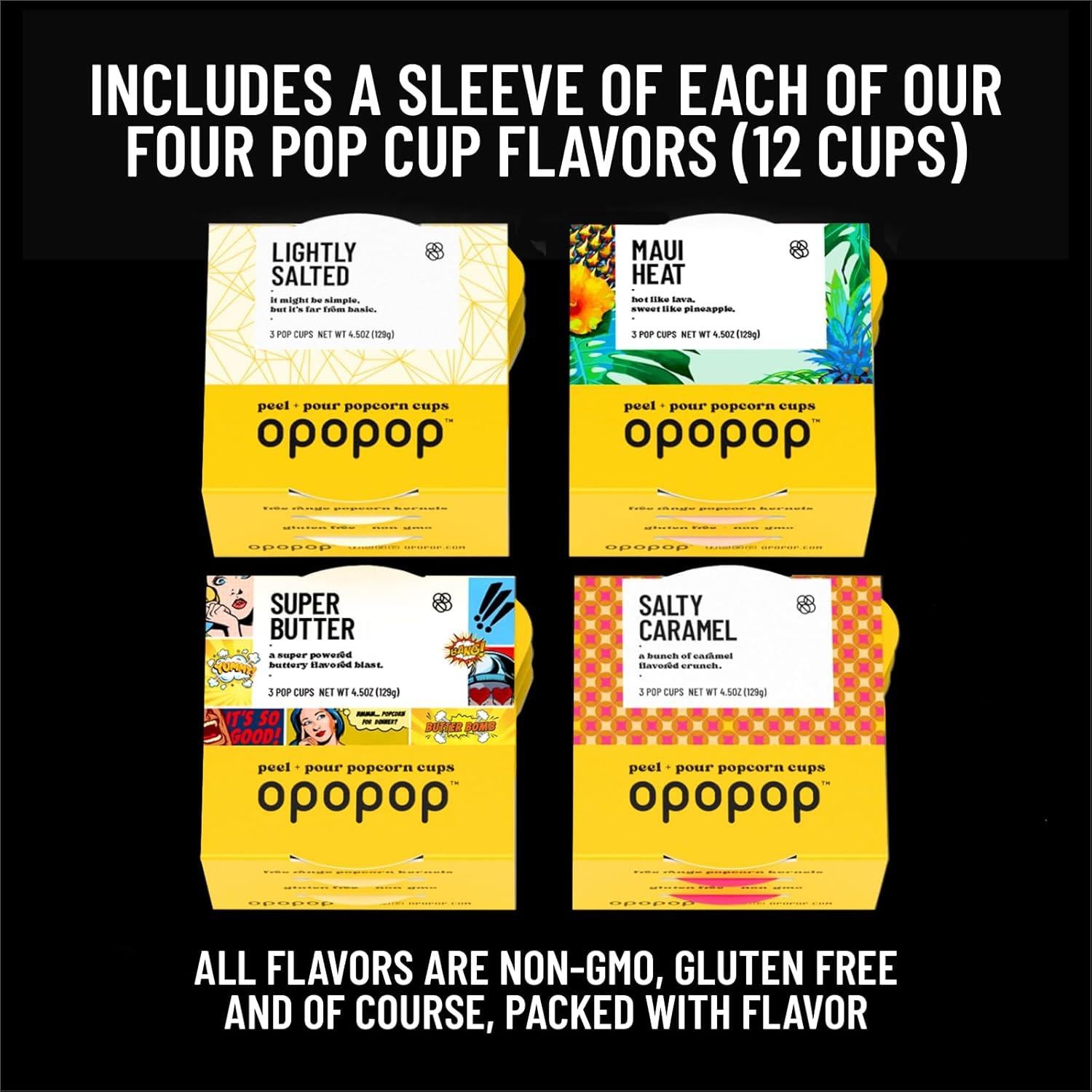 Conjunto de Palomitas Gourmet Opopop - 12 Paquetes + Palomitero