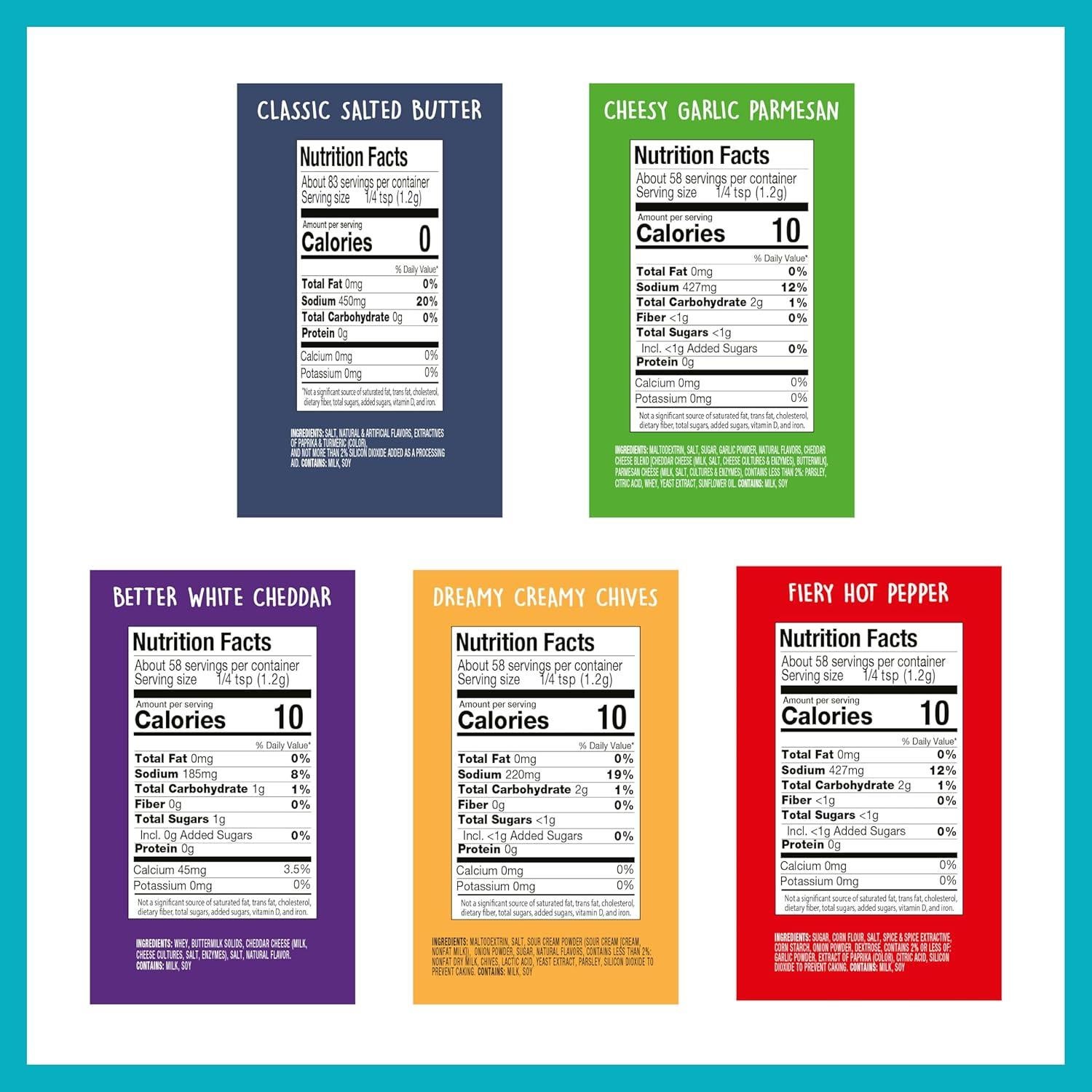 Set de Sazonadores de Palomitas de Maíz Pop 'N Dulge 5 sabores 70g