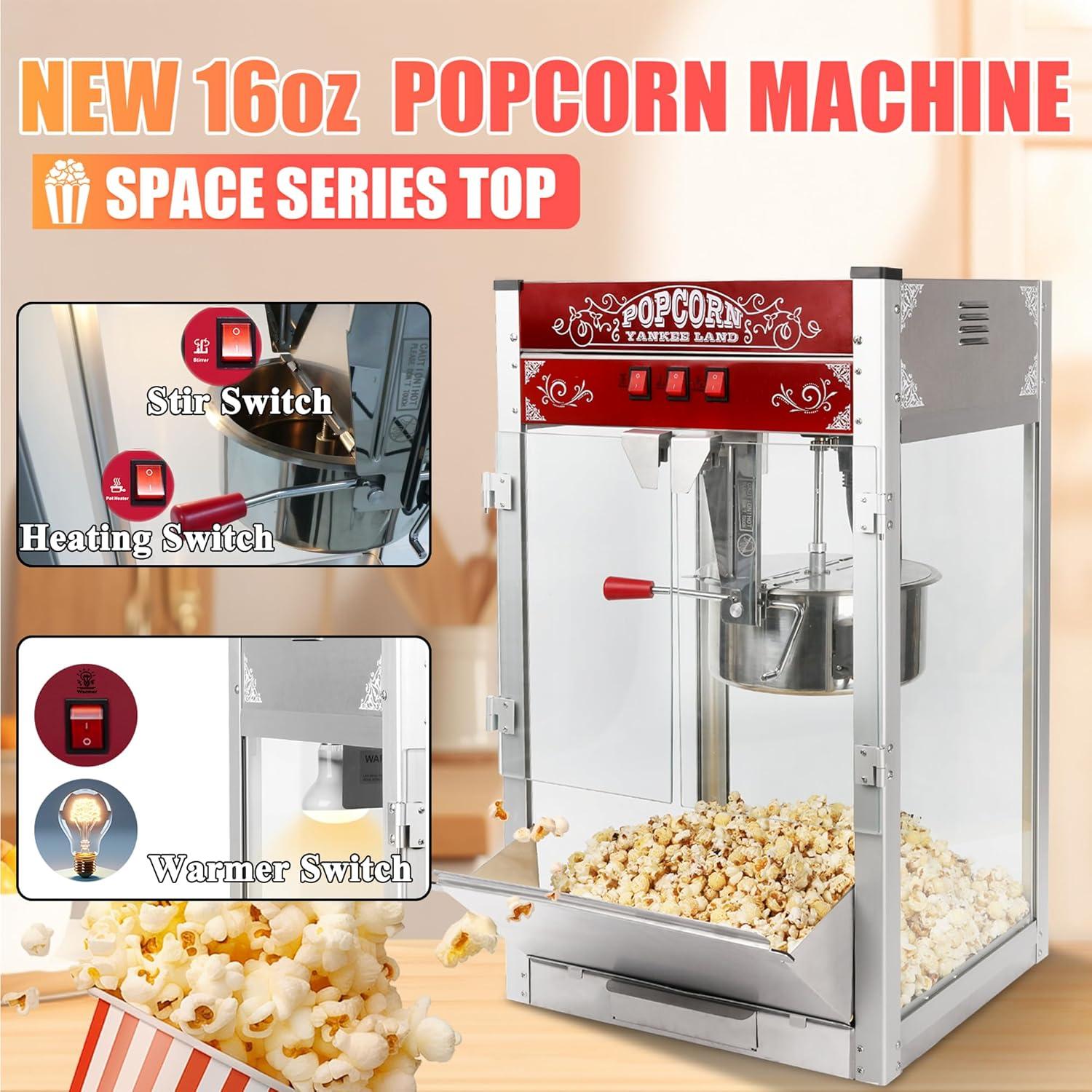 Máquina de Hacer Palomitas Nifoti 16 OZ 1440W Acero Inoxidable