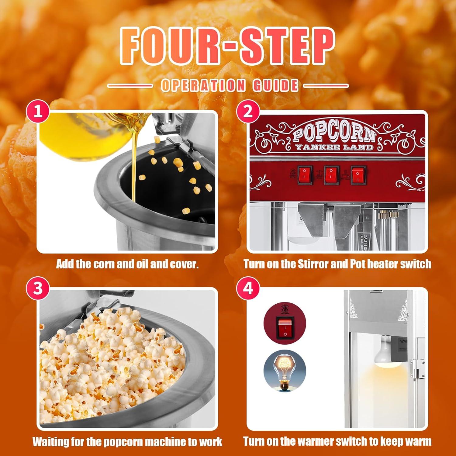 Máquina de Hacer Palomitas Nifoti 16 OZ 1440W Acero Inoxidable