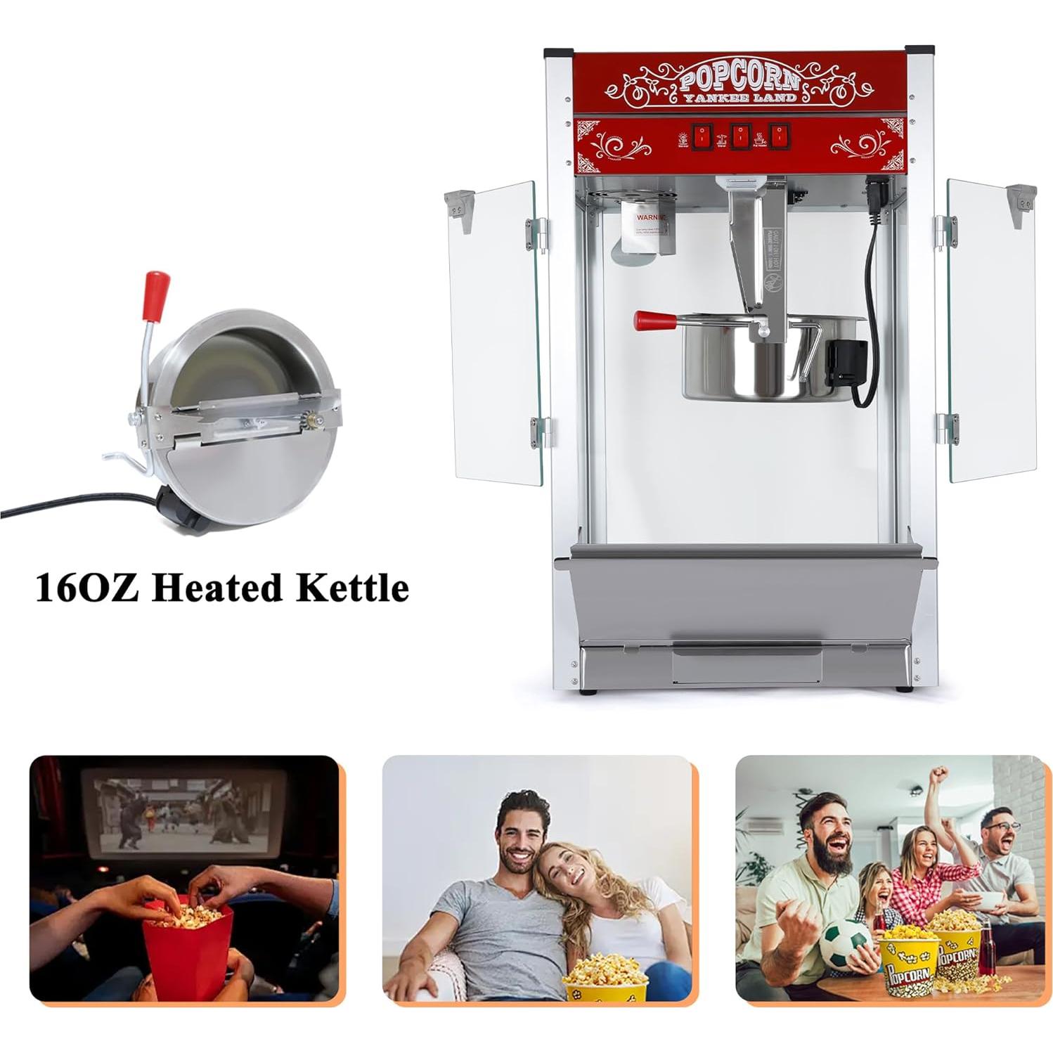 Máquina de Hacer Palomitas Nifoti 16 OZ 1440W Acero Inoxidable