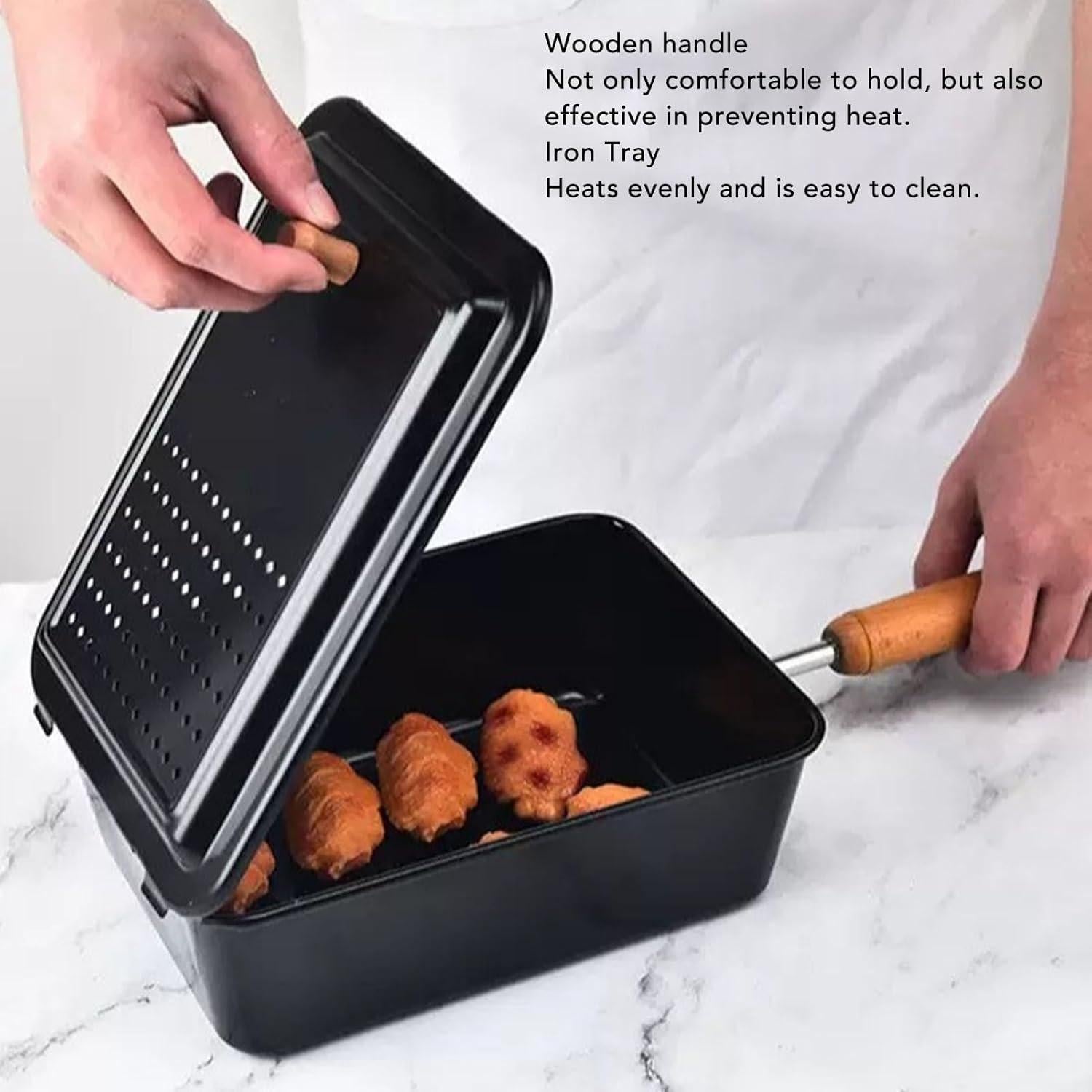 Bandeja para Hacer Palomitas Yosoo de Hierro con Mango de Madera