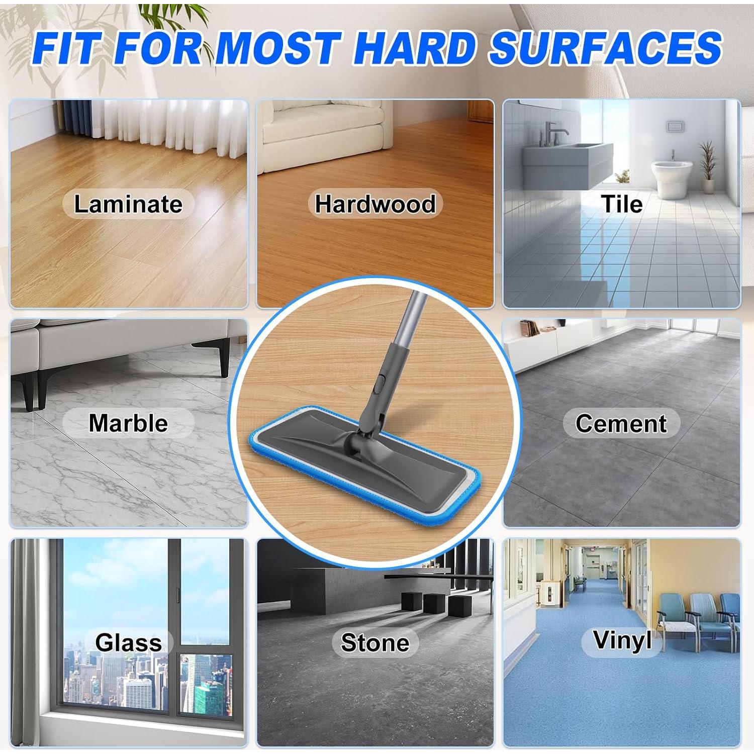 Mop de Microfibra BPAWA con Mango Ajustable 150cm y 4 Almohadillas