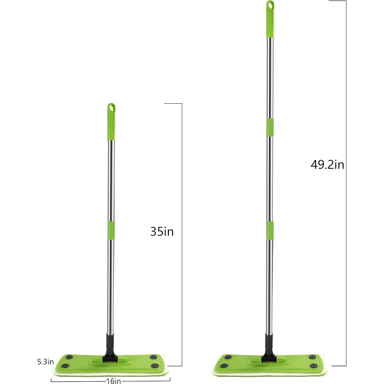 Mopa Plana Runful con Mango Ajustable y 2 Almohadillas de Microfibra