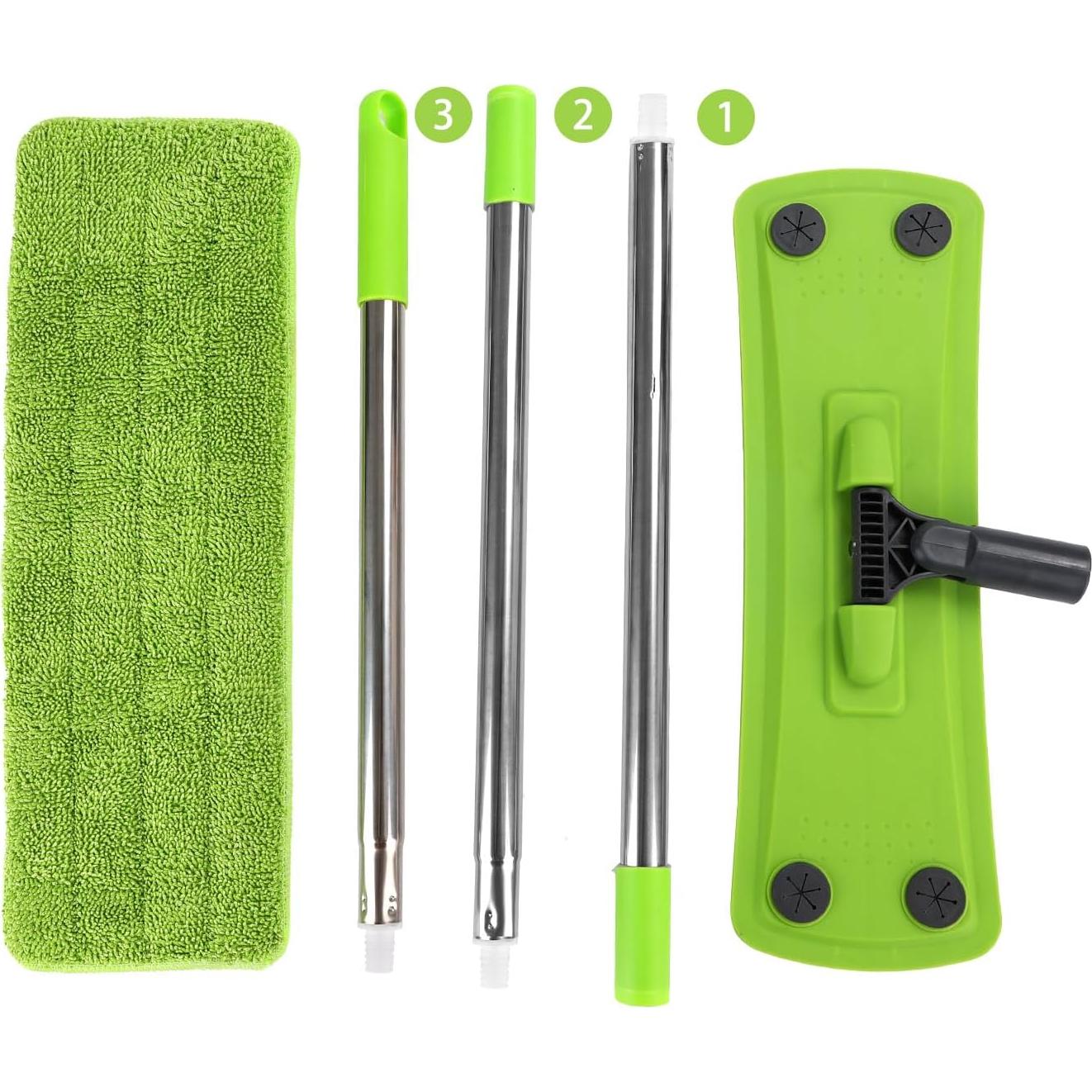 Mopa Plana Runful con Mango Ajustable y 2 Almohadillas de Microfibra