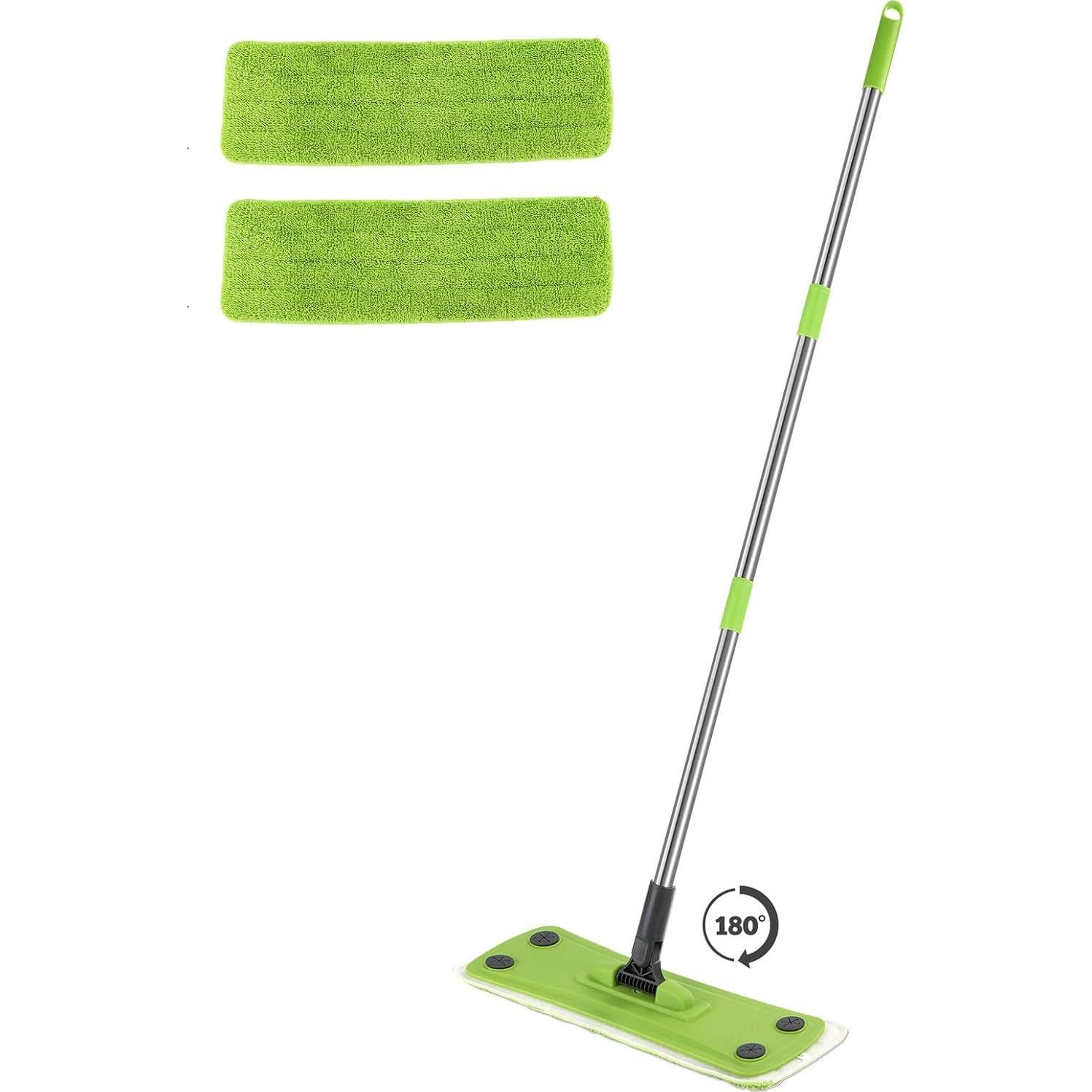 Mopa Plana Runful con Mango Ajustable y 2 Almohadillas de Microfibra