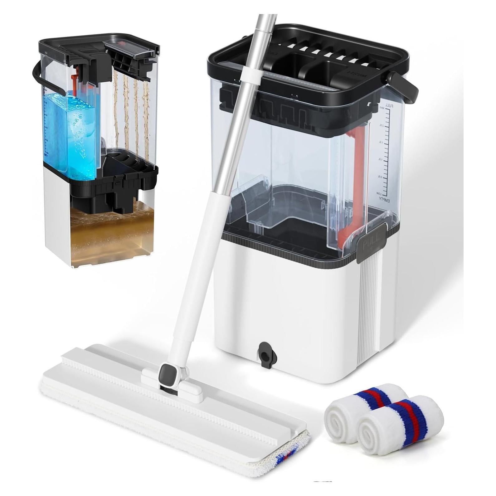 Juego de trapeador y cubo Midyb con 2 almohadillas de microfibra