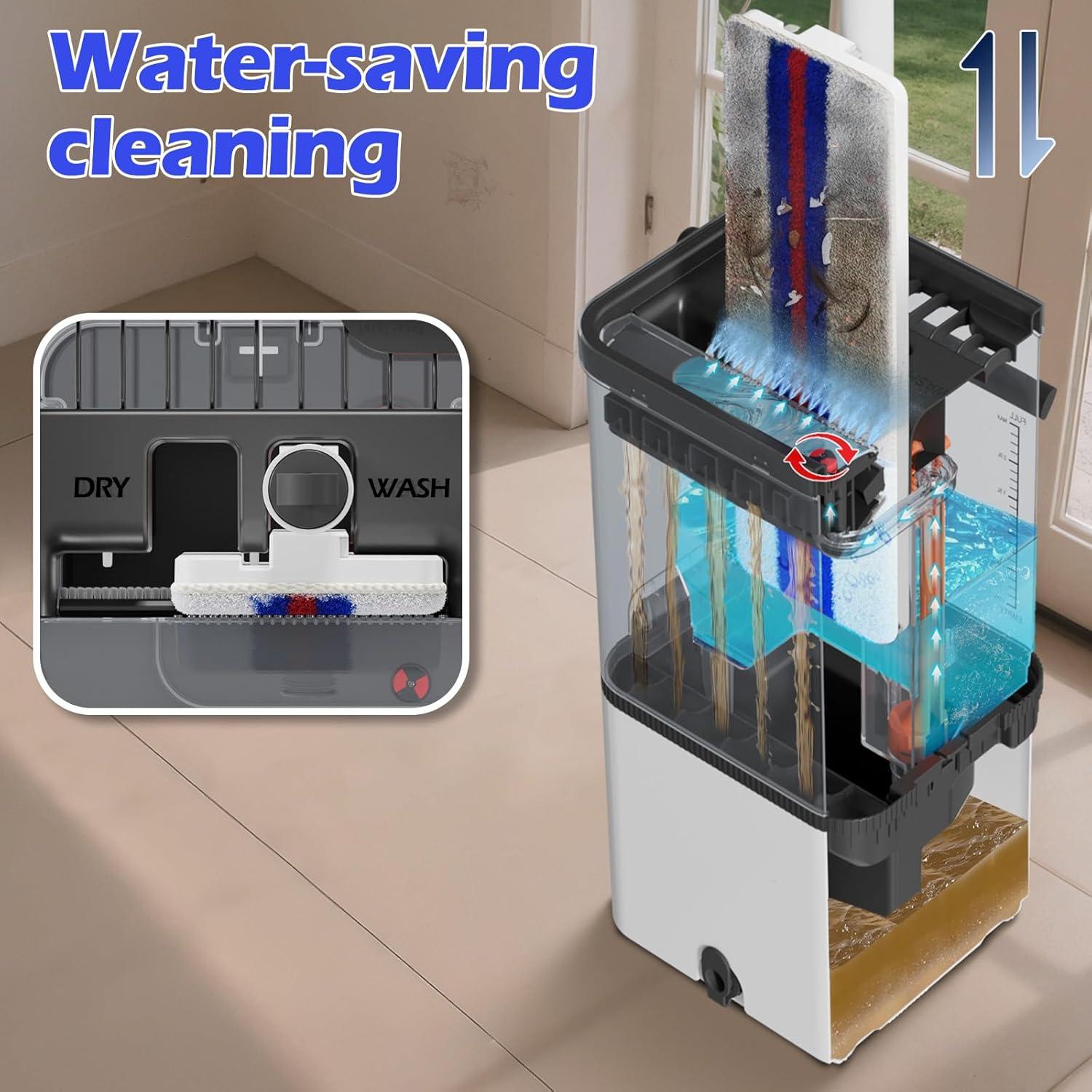 Juego de trapeador y cubo Midyb con 2 almohadillas de microfibra