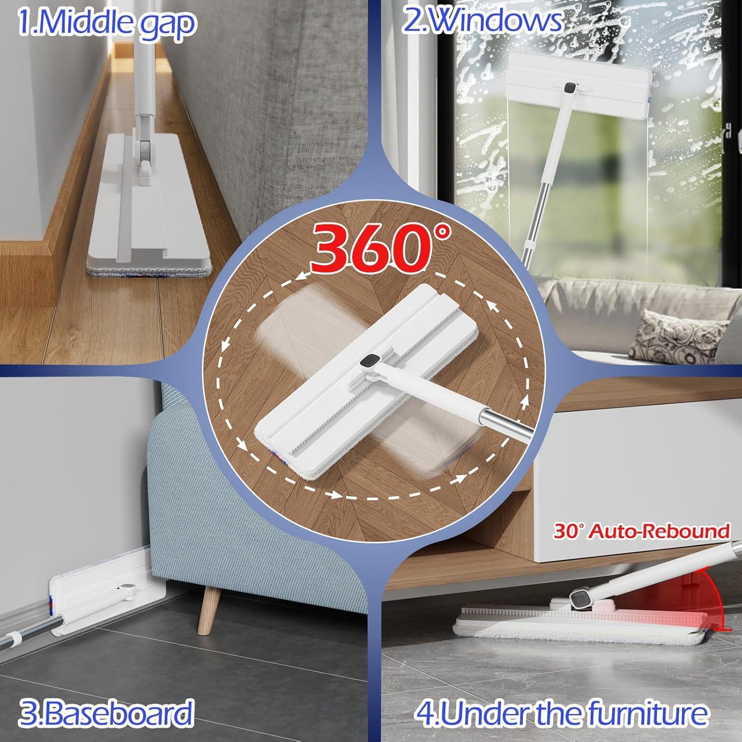 Juego de trapeador y cubo Midyb con 2 almohadillas de microfibra