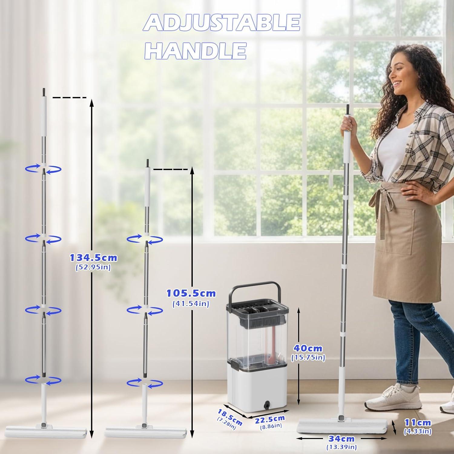 Juego de trapeador y cubo Midyb con 2 almohadillas de microfibra