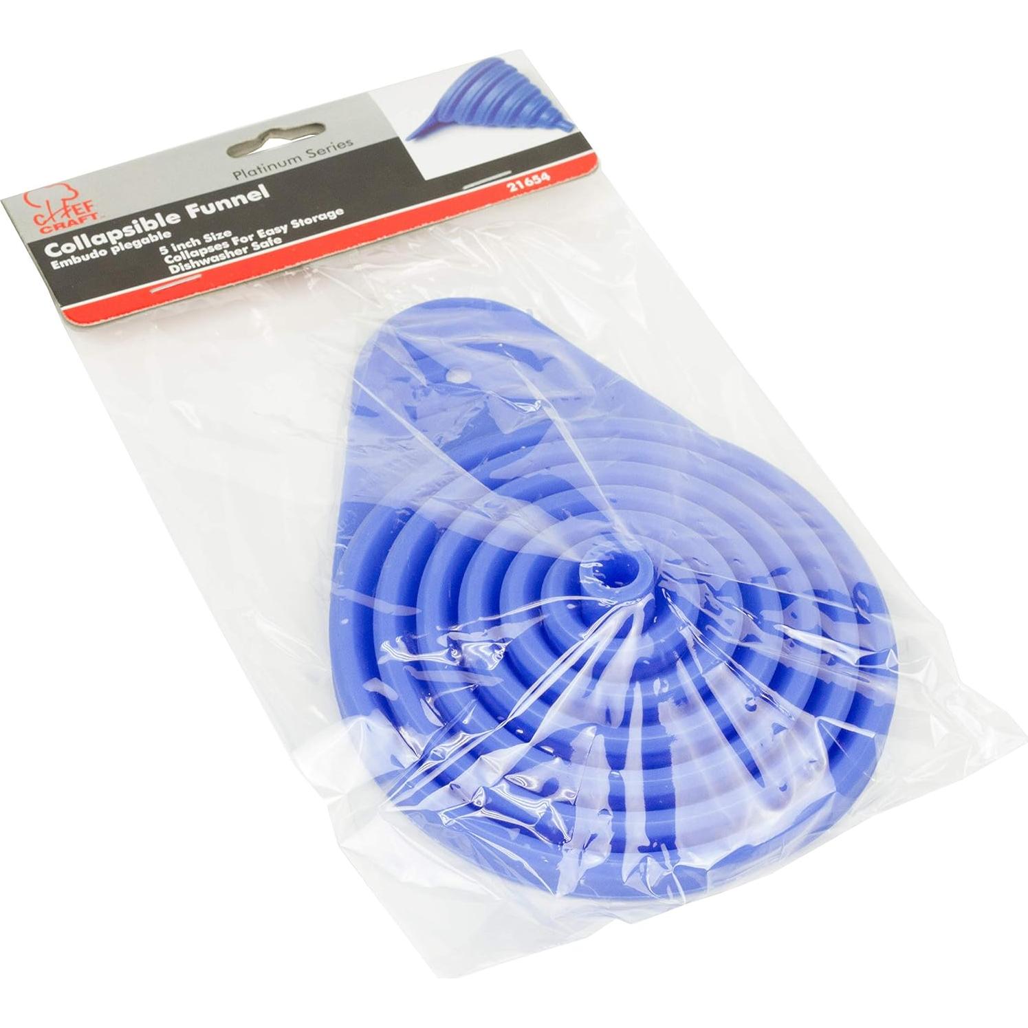 Chef Craft Collapsible Funnel, 5 inch, Blue