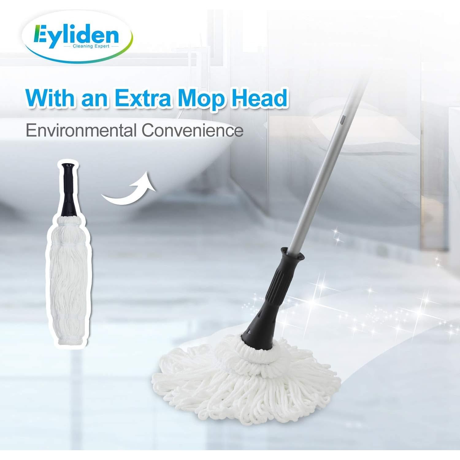 Mopa Eyliden de Microfibra con Escurridor y 2 Cabezas 146 cm